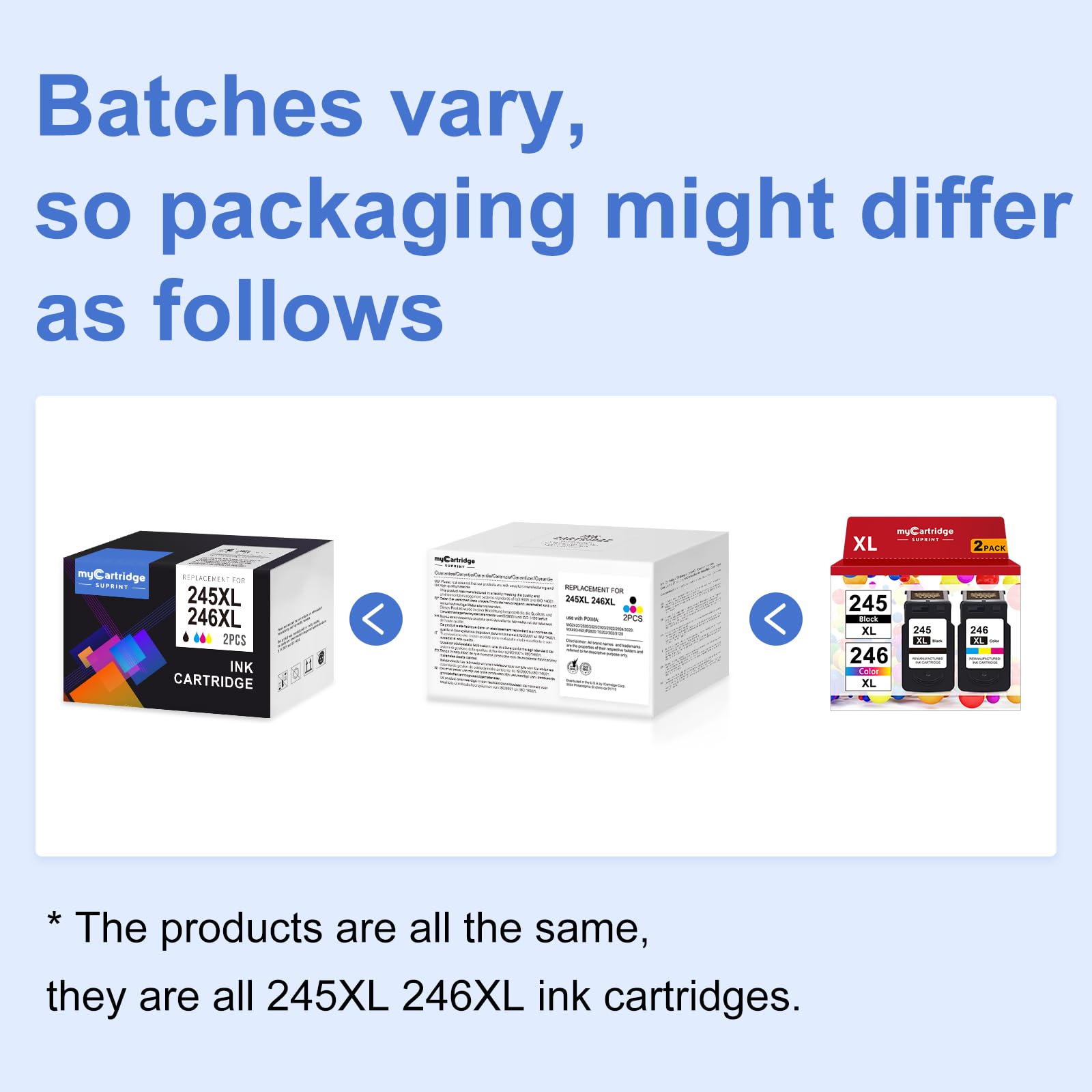myCartridge SUPRINT 245XL Ink Cartridge PG-245 CL-246 Replacement for Canon Ink 245 and 246 Compatible for Canon 245XL 246XL Combo Pack for Pixma MG2522 TS3122 TS3322 MX490 TR4520 Printer 245 Ink