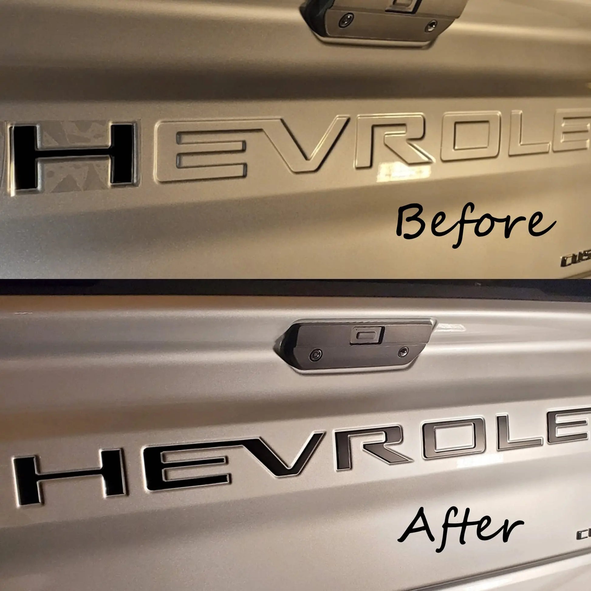 Tailgate Insert Letters Compatible with Chevy Silverado 2019 2020 2021 2022 2023 2024 2025 3D Emblems Badge with Strong Adhesive Matte Black