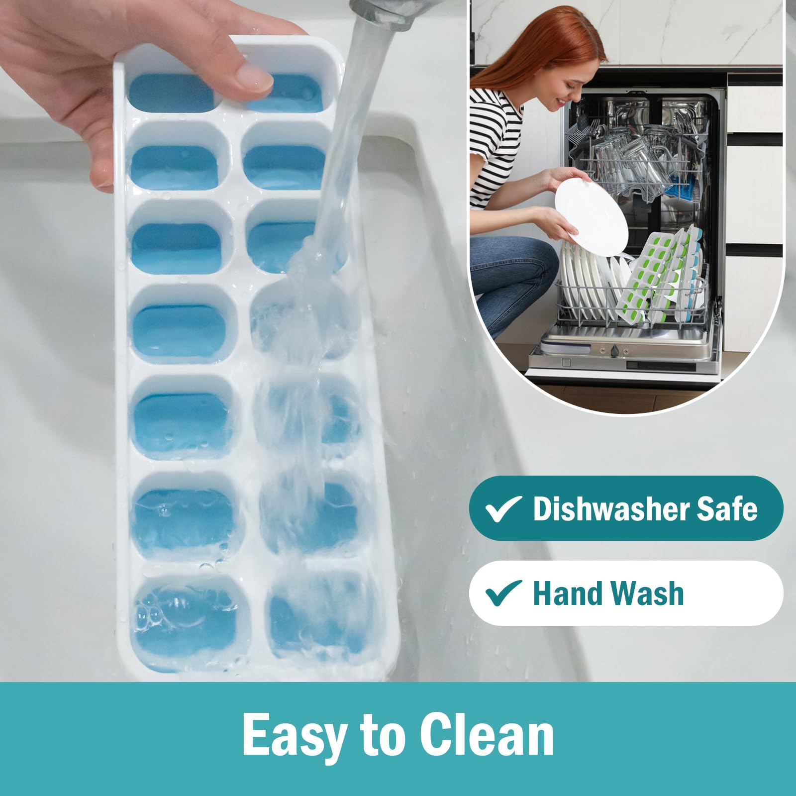 Ice Cube Trays for Freezer - 3 Pack 42 Cubes, Easy to Release Silicone Ice Trays with Spill-Resistant Lids, Reusable Ice Tray,Stackable and BPA-Free, Perfect for Cocktails, Drinks,and Ice Coffee