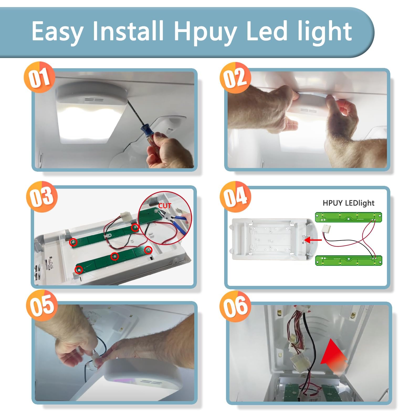 HPUY W11043011 W11527432 W11387579 W11042554 W10866538 Refrigerator LED Light Compatible for Whirlpool Refrigerator LED Light Replace wrx735sdhz00 WRX735SDHZ02 55-4q184-401 Q184G2 Q184G4