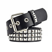 SNCEAW Studded Belt, Metal Punk Rock Rivet belt with Bright Pyramid Studded for Women Men (Black, Fit Pant 31-36 inch)