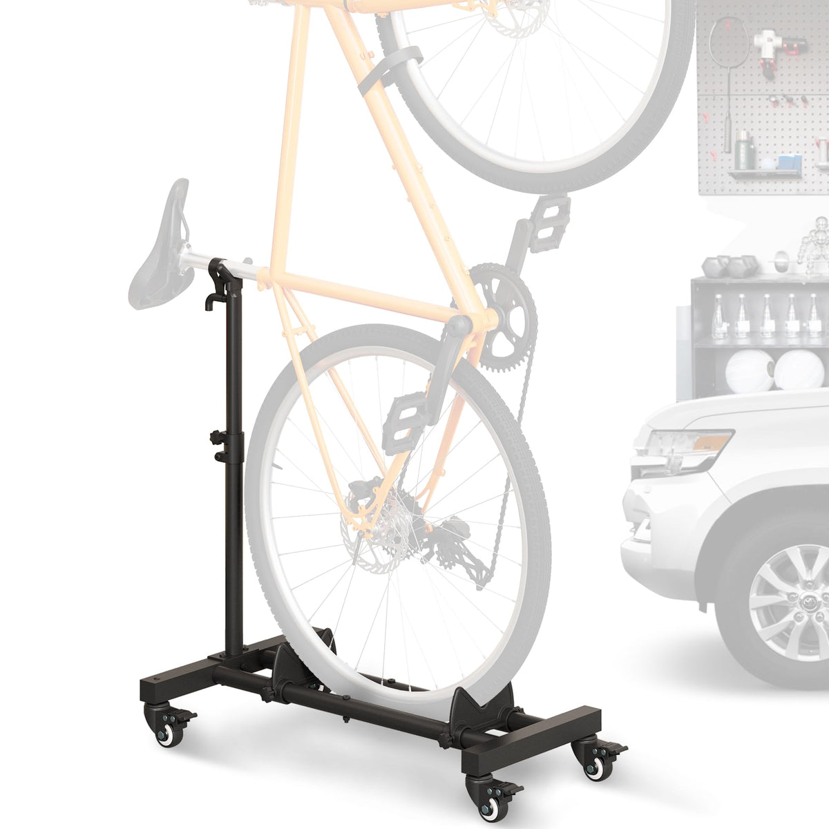 Sttoraboks Vertical Bike Stand, Freestanding Indoor Bike Storage Rack Upright Bicycle Floor Stand Indoor Bike Holder with Adjustable Height for Garage & Apartment - for Wheels Sizes up to 29"