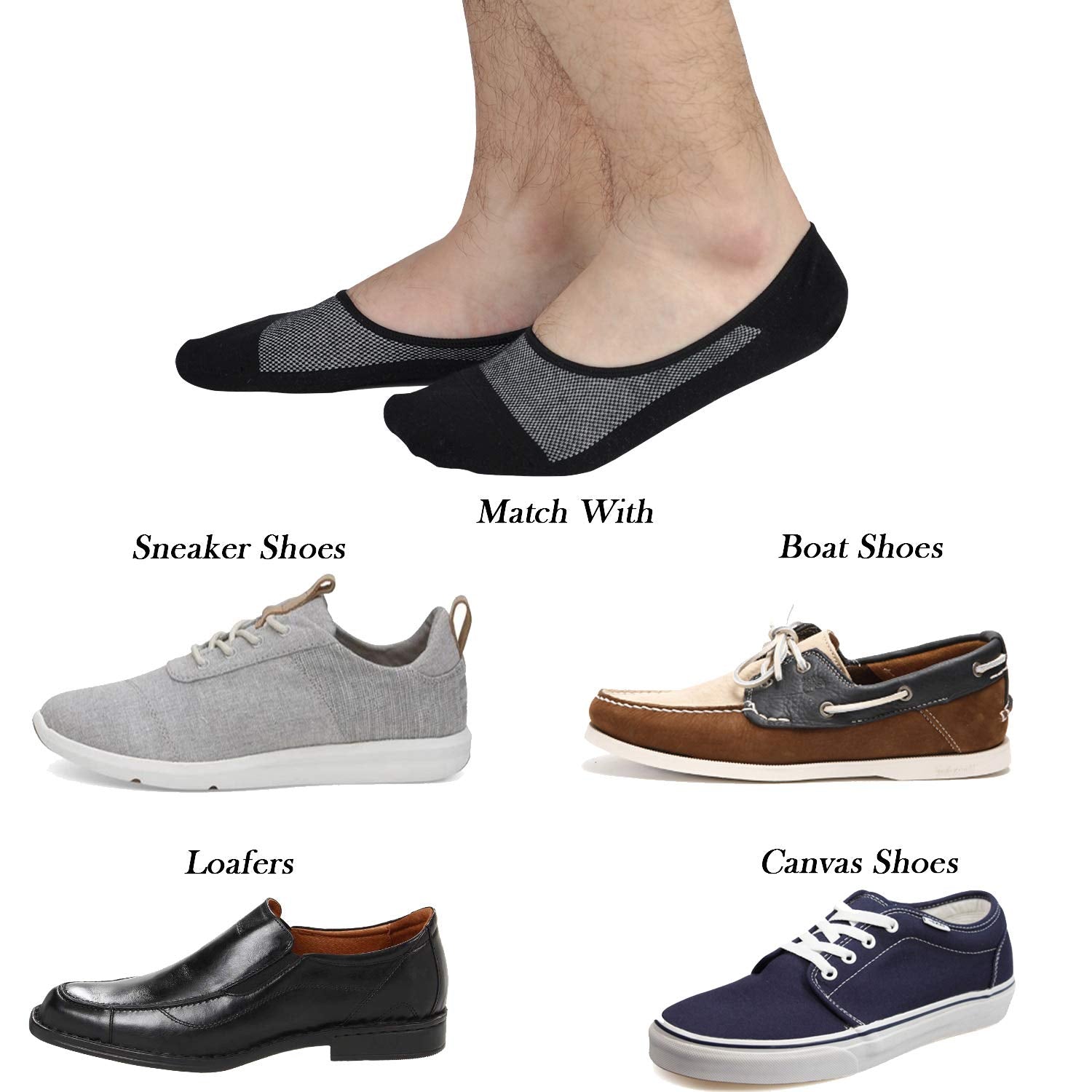 JORMATT 6 Pairs Mens Women Genuine No Show Socks Boys Sneaker Shoes Mesh Knit Low Cut Athletic Cotton Socks Non Slip, Men Shoe size 10-14