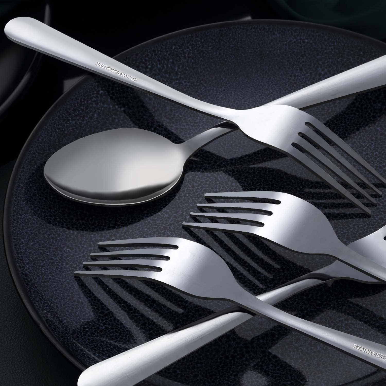 24-Piece Dinner Spoons Set (6.7 inch), Unokit Stainless Steel Spoons silverware, Dessert Spoon, Tablespoon, Silverware Spoons Only for Home, Kitchen or Restaurant - Mirror Polished, Dishwasher Safe