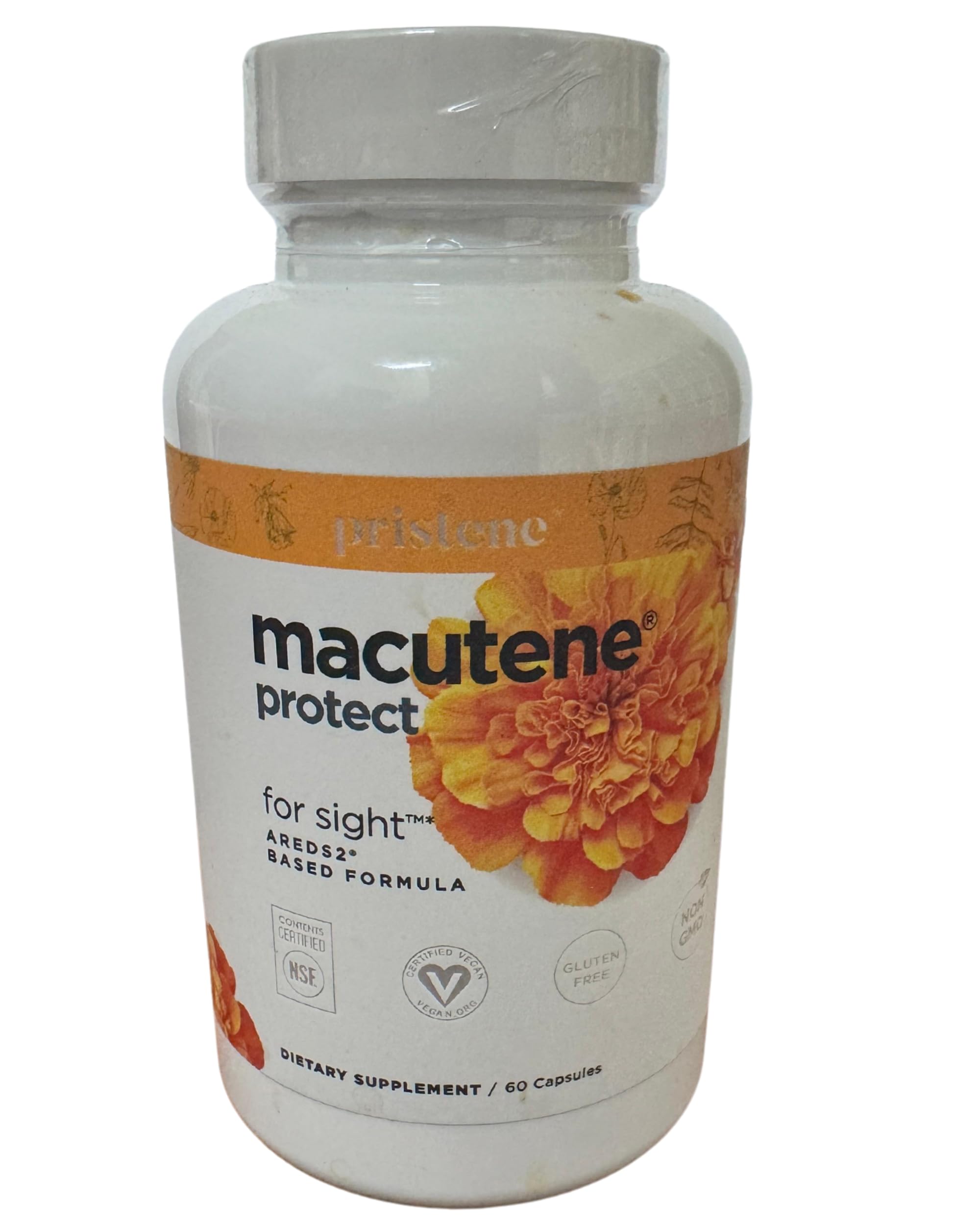 Macutene Protect Eye Vitamins for Areds 2 with Lutein and Zeaxanthin Supplements (25mg/5mg) – Doctor Formulated Bilberry Supplement for Eyes, NSF Certified, Vegan (60 Capsules)