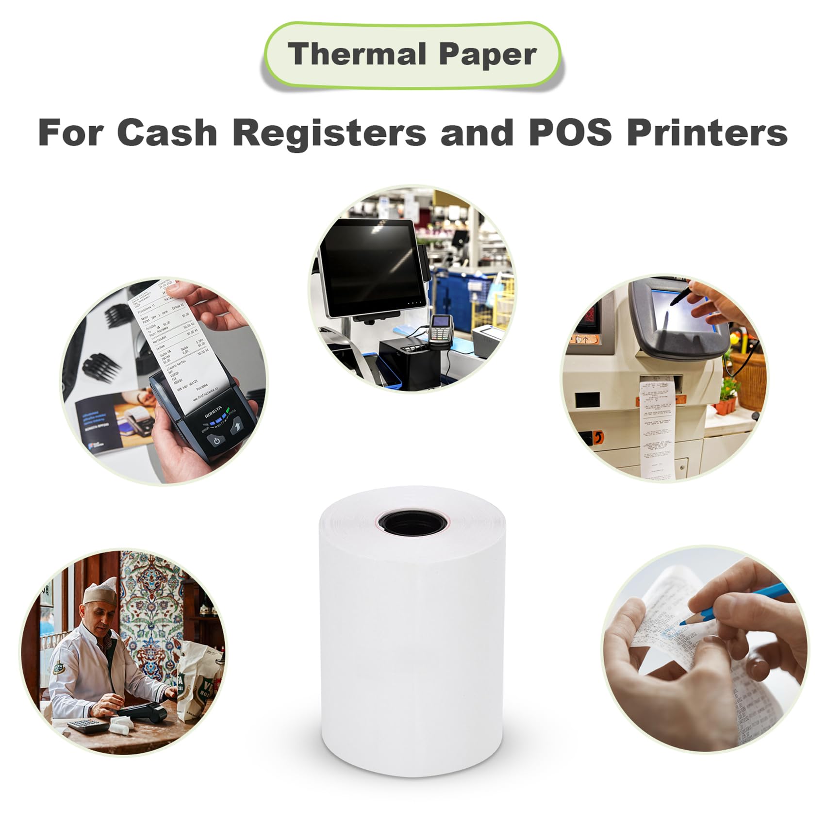 MFLABEL 2 1/4" Thermal Paper Rolls - 50 Rolls of 2.25 x 50' Credit Card Receipt Paper, Compatible with Clover POS, Visa/MasterCard Terminals, & Standard Credit Card Machines