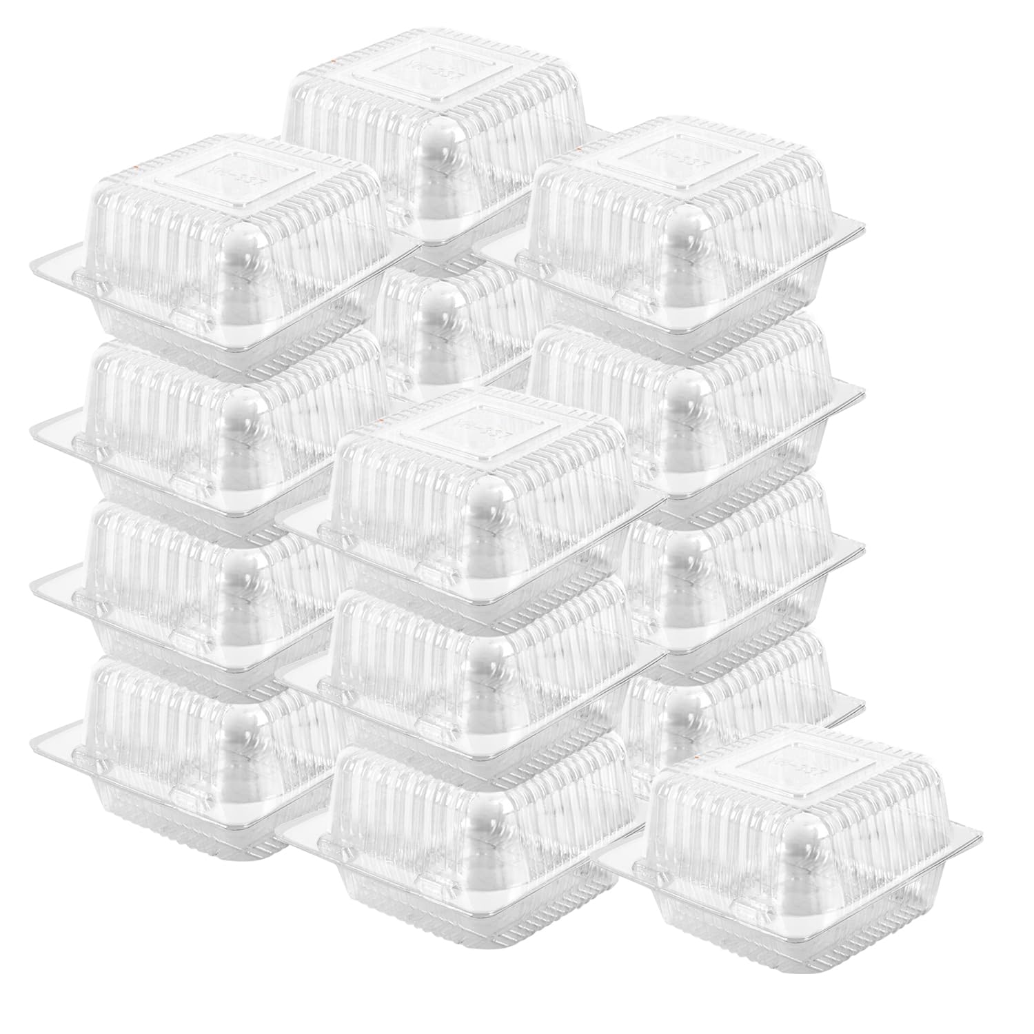 50 Count Clear Plastic Hinged Take Out Containers Clamshell Takeout Tray Food Clamshell Containers Outside Diameter for Dessert, Snacksetc, Cakes Slice, Cookies, Salads