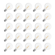 Meconard G40 1.57 Inch Led Replacement Light Bulbs, E12 Screw Base Shatterproof LED Small Globe Light Bulbs for Outdoor String Lights, 1Watt Equvalent to 5 Watt Incandescent Bulbs, Warm White, 25Pack