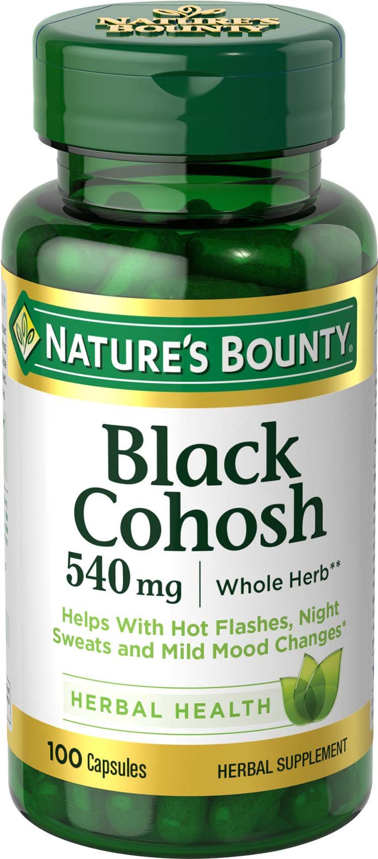 Nature's Bounty Traubensilberkerzenwurzel-Pillen und pflanzliches Nahrungsergänzungsmittel, natürliche Unterstützung für die Wechseljahre, 540 mg, 100 Kapseln