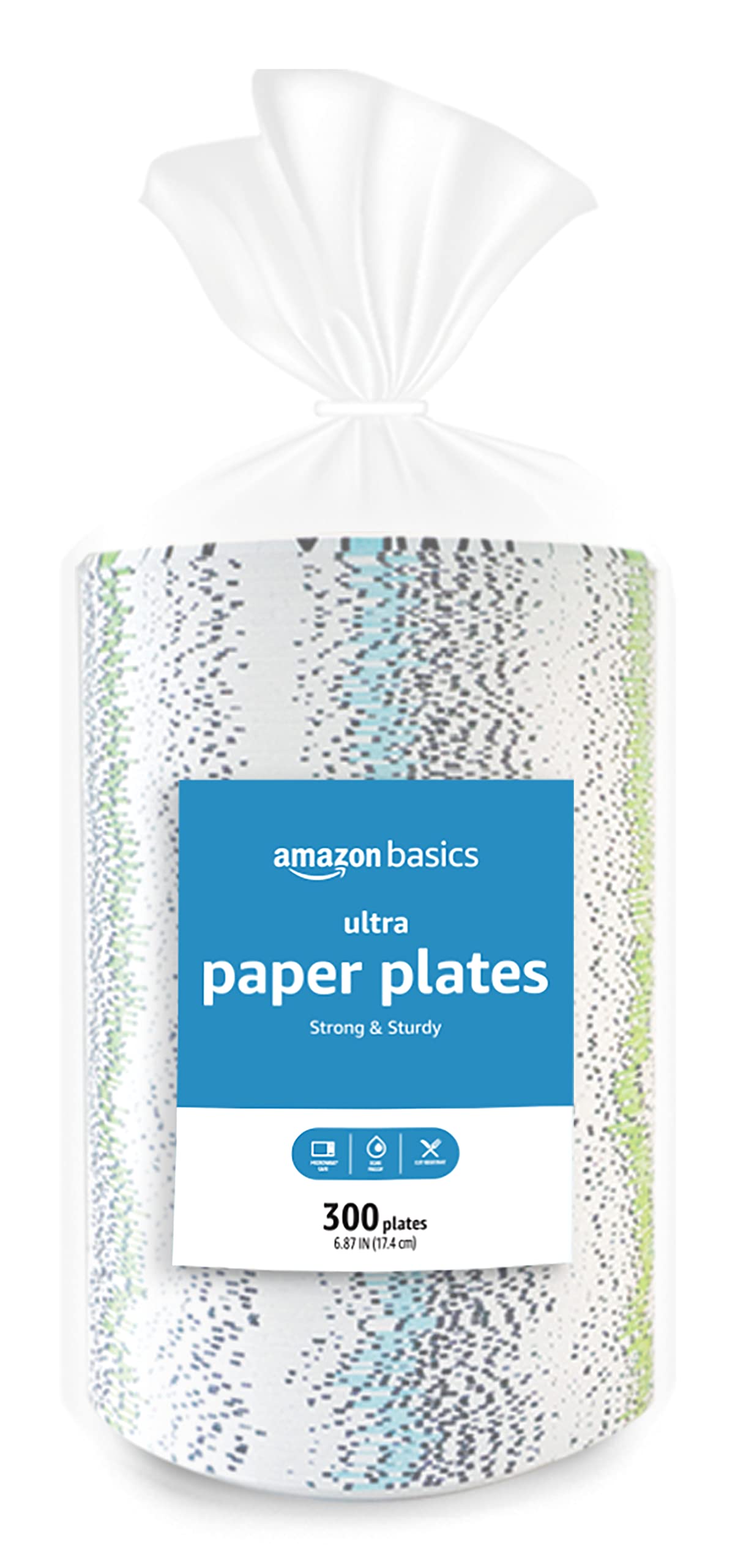 Amazon Basics Ultra Pappteller, 17,45 cm, Einweg, 600 Stück (2er-Pack mit je 300) (ehemals Encore)