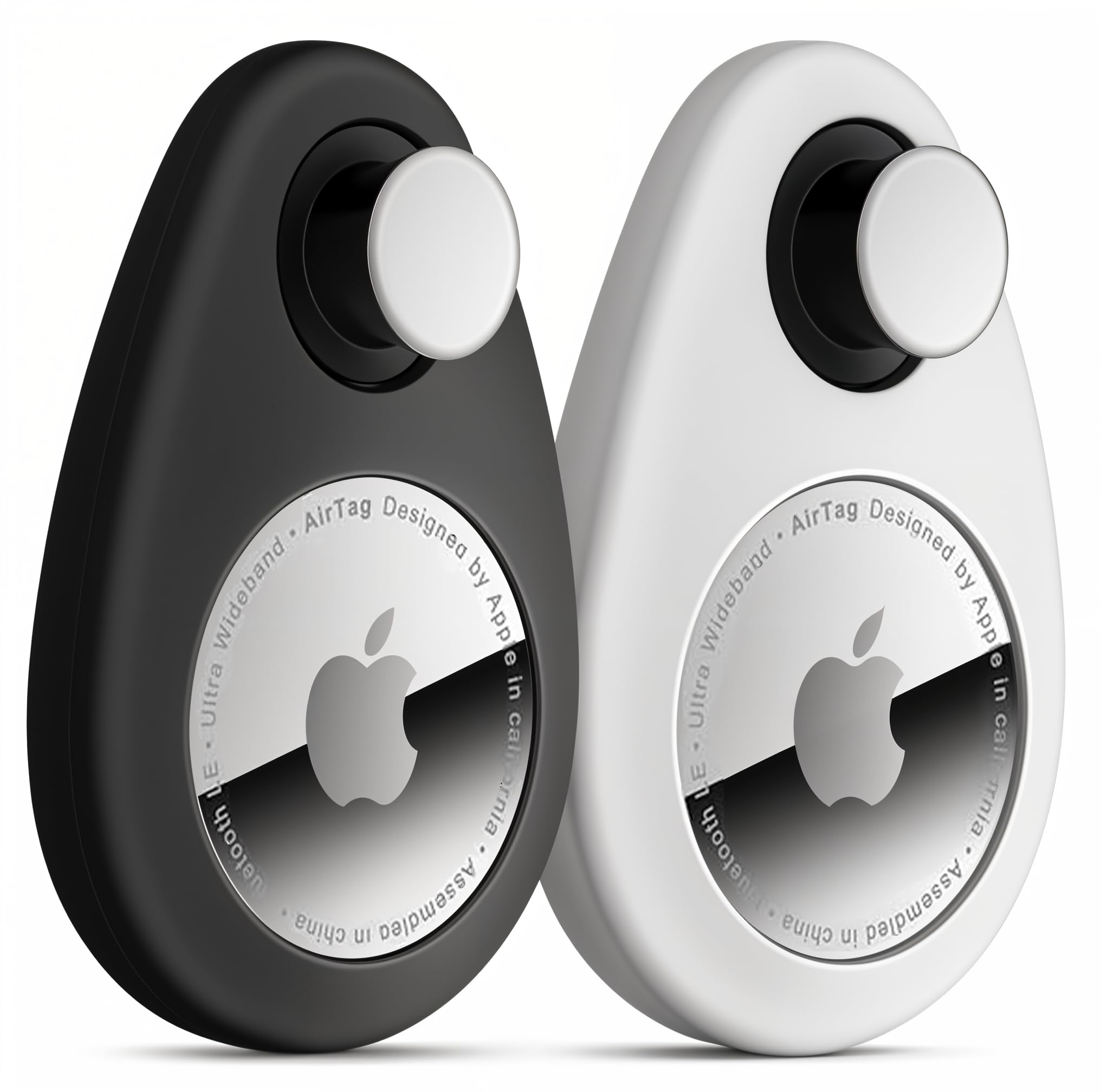 Lulaven for Airtag Holder for Kids Hidden 2 Pack GPS Tracker Case, Anti-Removal Security Air Tag Case with Pins, GPS Cover Suitable for Children, Elderly, Pets, Backpack, Luggage (Black, White)