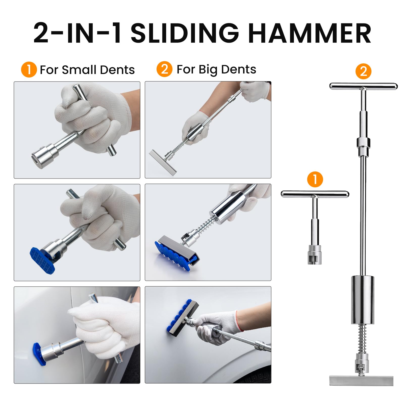 Car Dent Puller Kit, 135 PCS Paintless Dent Removal Kit, Car Dent Repair Kit with Slide Hammer 2 in 1 T-bar, Golden Lifter, Bridge Puller, Suction Cup, Dent Remover Tool for Car Hail Damage DIY Repair