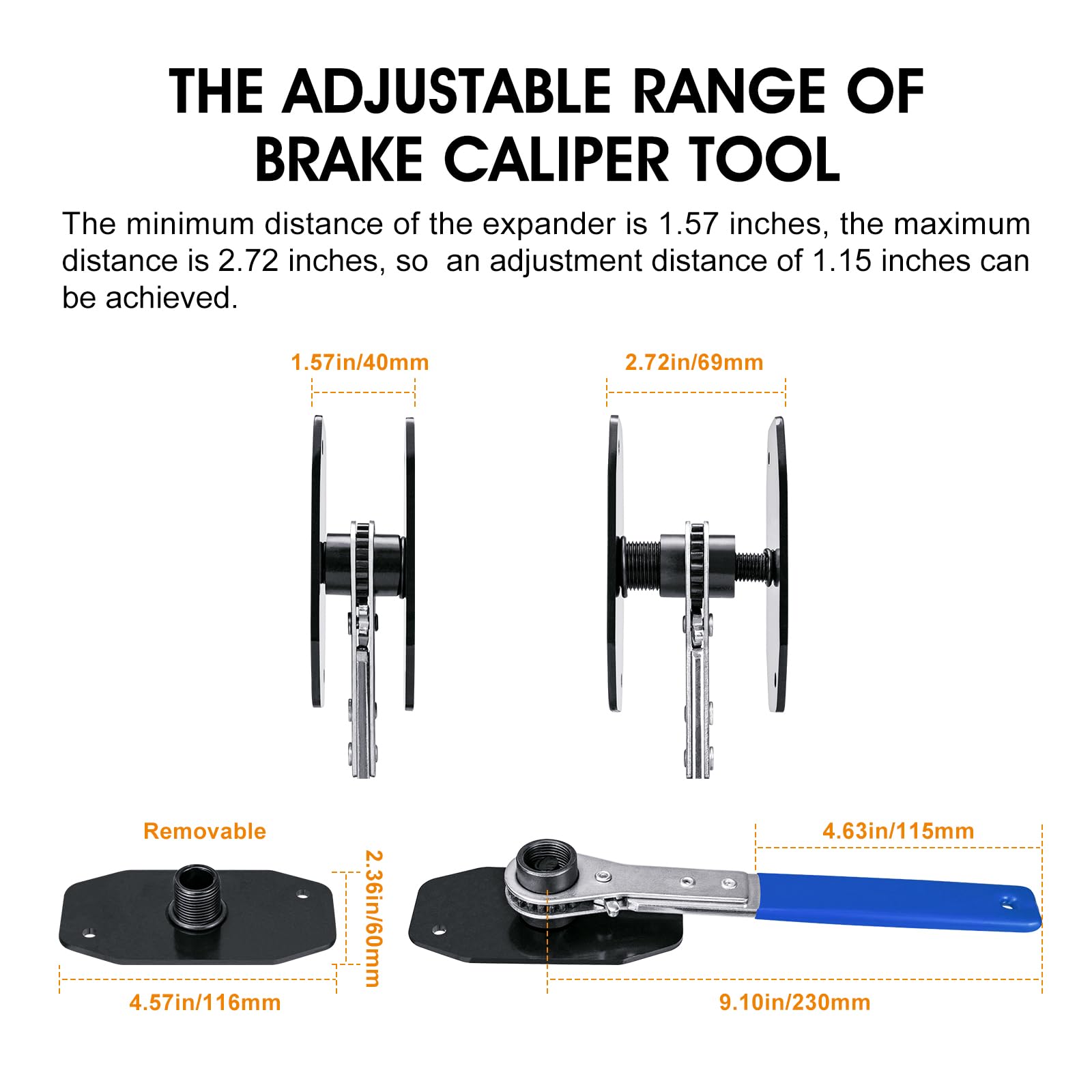 Brake Caliper Compression Tool with 2 Brake Caliper Hooks, 2 Brake Disc Lubricant, 5 in 1 Professional Caliper Piston Compressor Tool Brake Pad Spreader for Single/Twin/Quad Piston Calipers, Blue