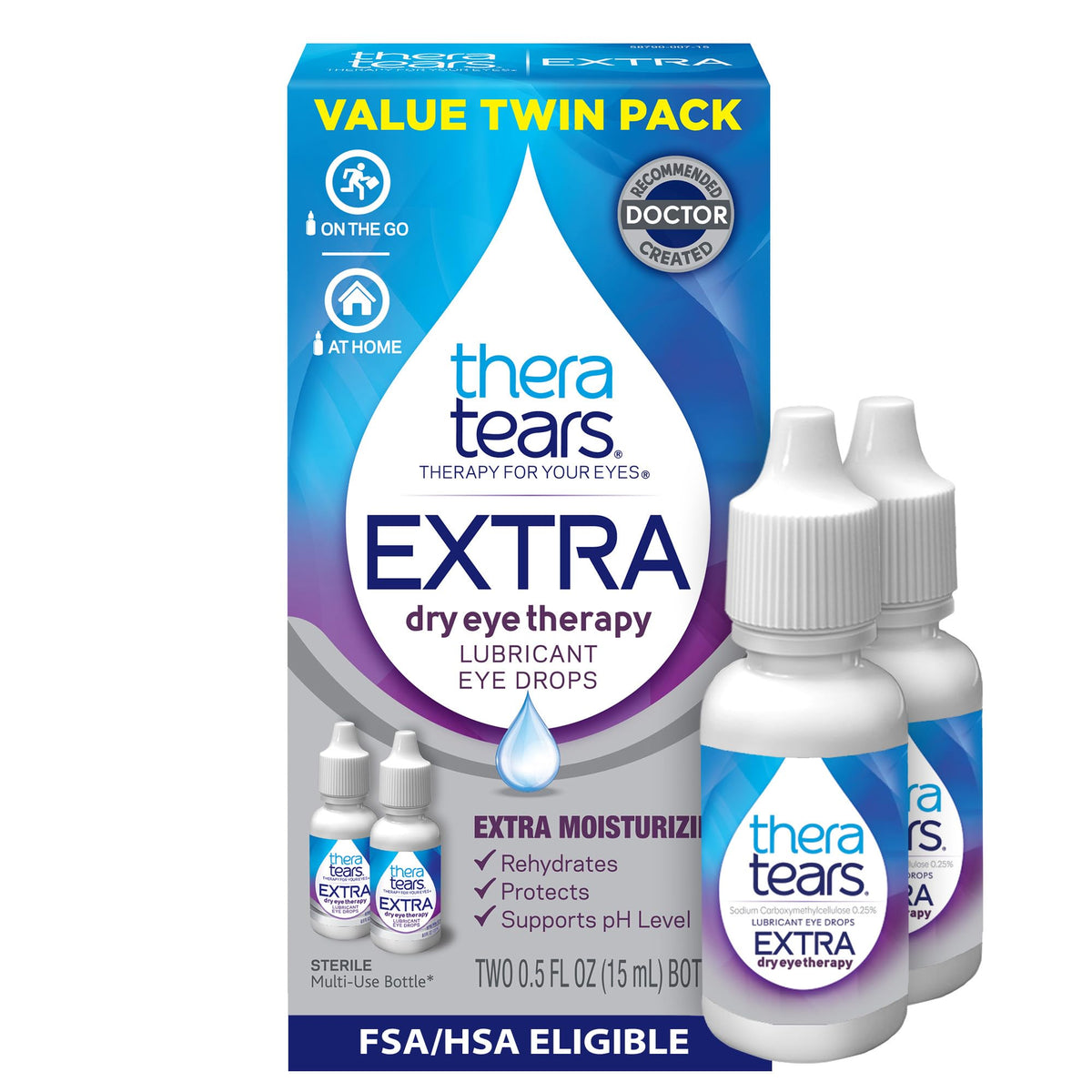 TheraTears Extra Trockene Augen Tropfen, Doppelpack, 2 Flaschen x 15 ml (1er-Pack)
