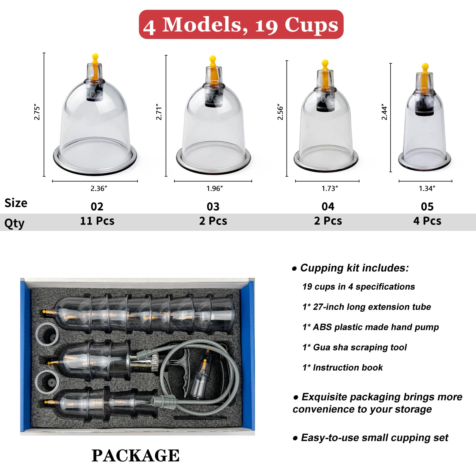 DEFUNX Cupping Therapy Set, 19 Cups Cupping Kit for Massage Therapy, Cupping Set with Pump for Back Massage, Pain Relief, Physical Therapy