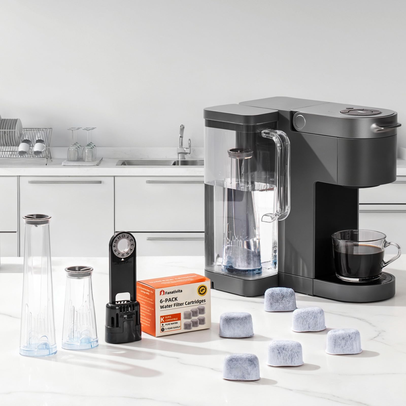 Keurig Starter Kit Replacement for K-Classic, K-Express, K-Slim, K-Iced, and Keurig 2.0 Brewers (Includes Tall Side Reservoir Filter Holder and 2 Replacement Water Filters)