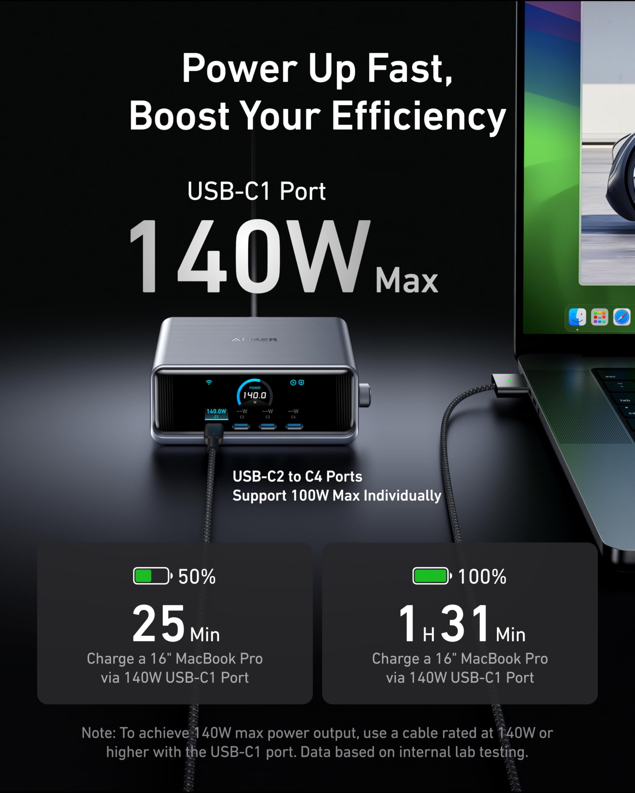 Anker Prime Charger, 250W GaN Prime USB C Charging Station, Ultra-Fast 6-Port, 2.26" LCD Display and Smart Control Dial, Compatible with MacBook Pro/Air, iPhone 16/15/14, Galaxy, and More (Silver)