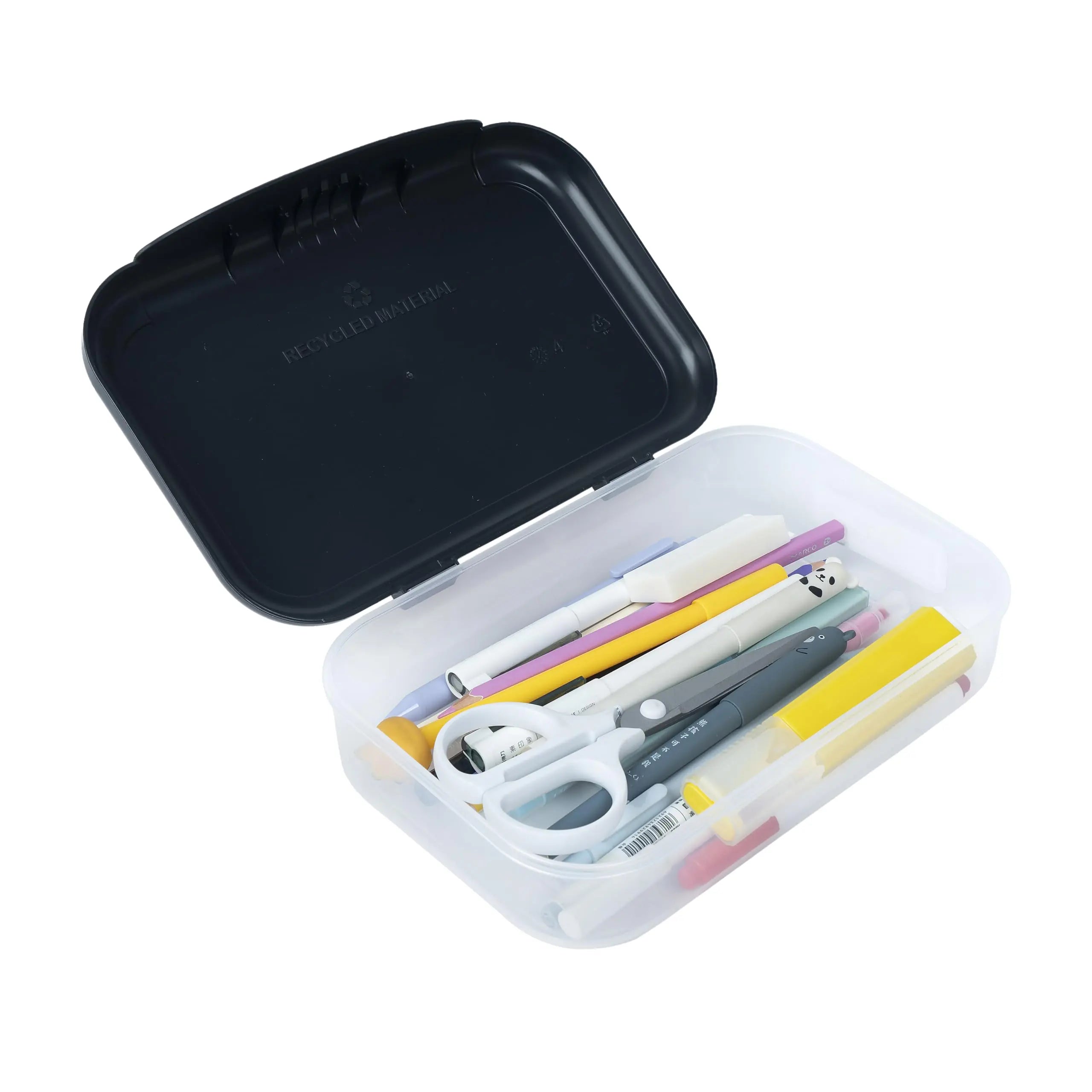 ZIPIT Recycled Plastic Pencil Box for Girls, Large Capacity Pencil Case for School, Durable Stationery Organizer Box, Kitty