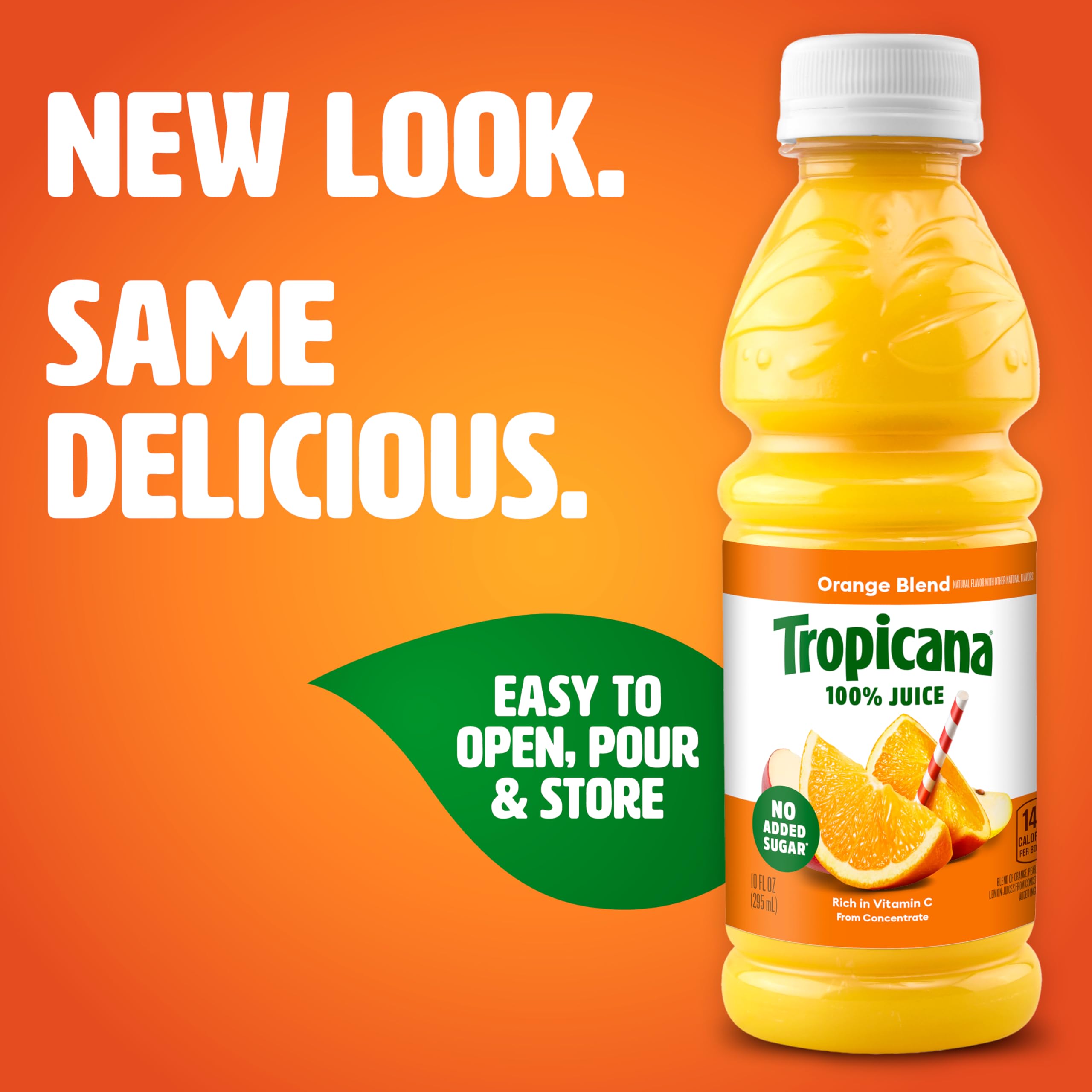 Tropicana 100% Juice Orange Blend, Single Serve, 10 fl oz Bottles (Pack of 24) - Real Fruit Juice, Vitamin C Rich, No Added Sugars, No Artificial Flavors