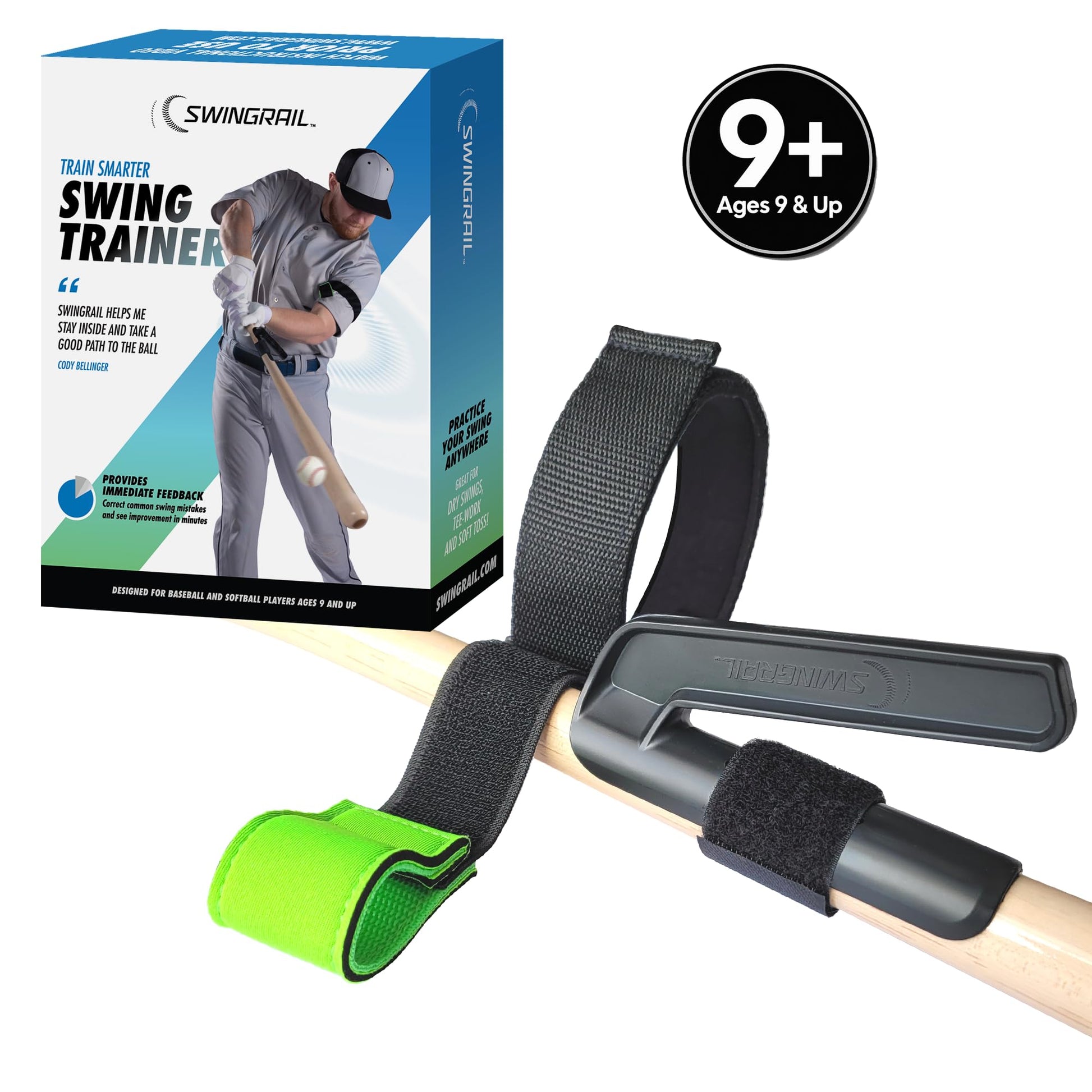 SWINGRAIL Baseball/Softball Swing Trainer Aid - Equipment for Batting and Hitting
