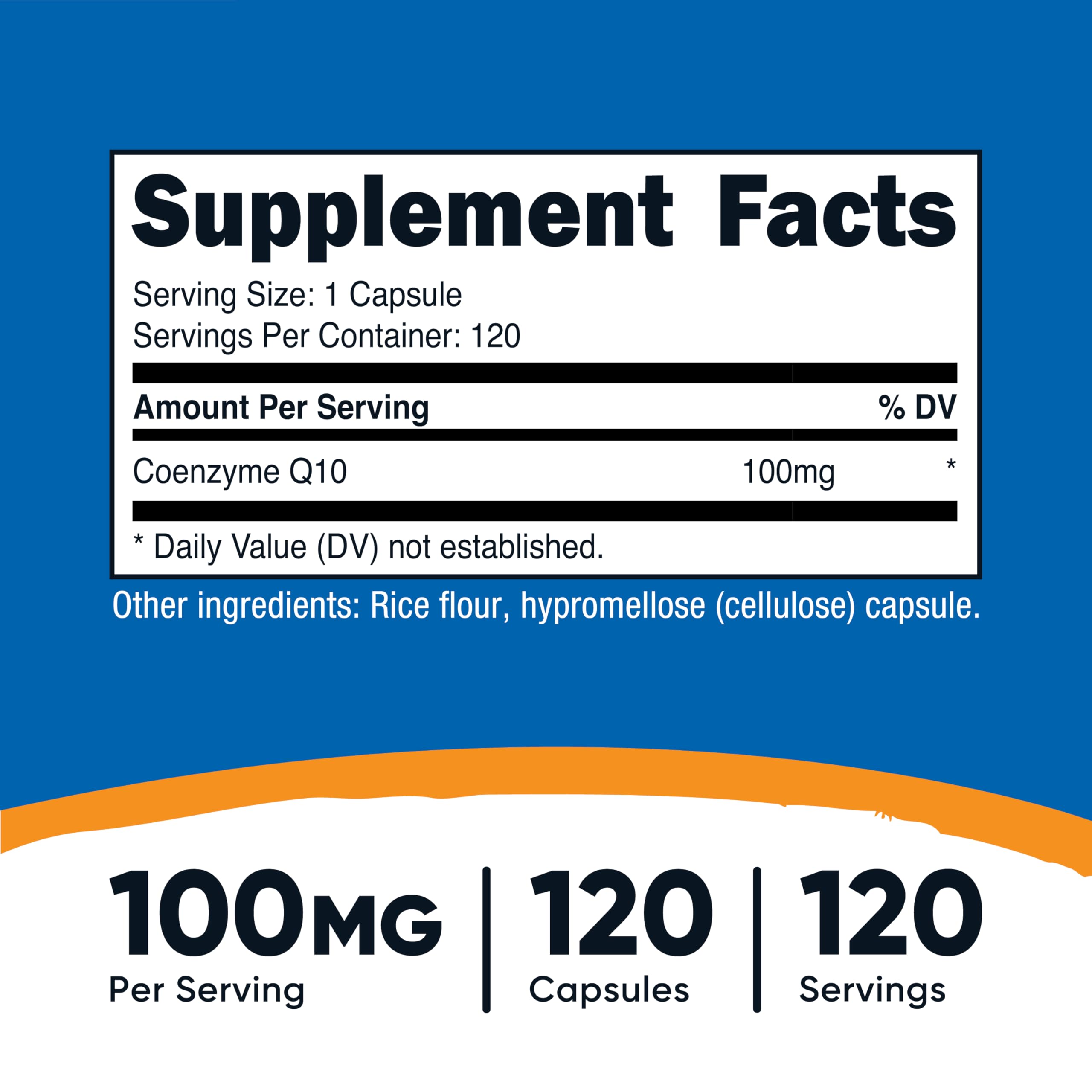 Nutricost CoQ10 100mg, 120 Vegetarian Capsules, 120 Servings - High Absorption, Vegetarian, Non-GMO, Coenzyme Q10
