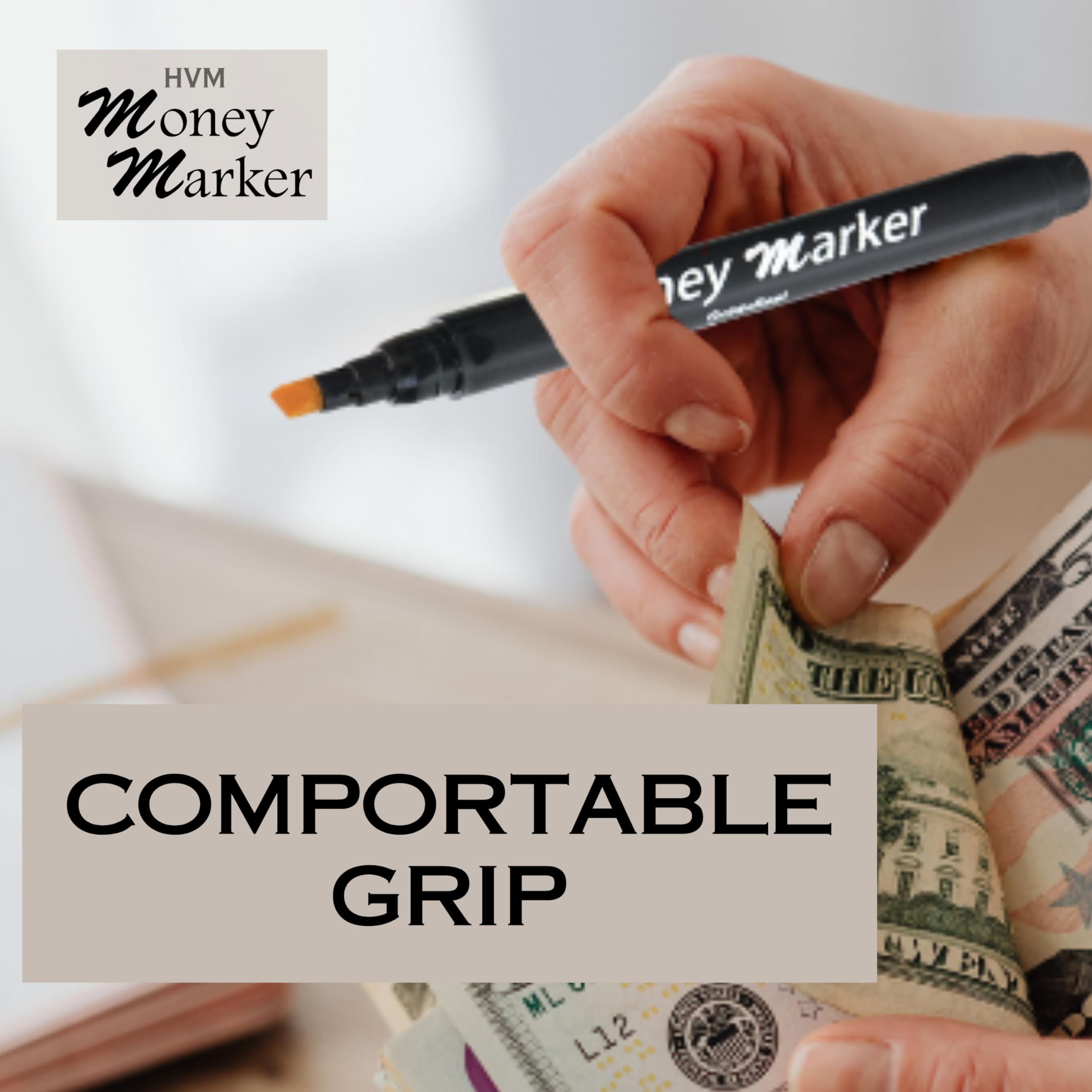 HVM Counterfeit Money Detector Pen (2 Counterfeit Pens) - Money Marker Bill Detector Pen with Upgraded Chisel Tip - Detect Fake Bills, Universal False Currency Checker Pack