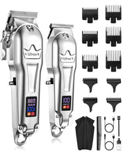 Ufree Hair Clippers for Men Professional, Barber Clippers and Trimmers Set, Cordless Hair Clippers for Hair Cutting Kit with LED Display, Electric Hair Trimmer, Gifts for Men, Silver