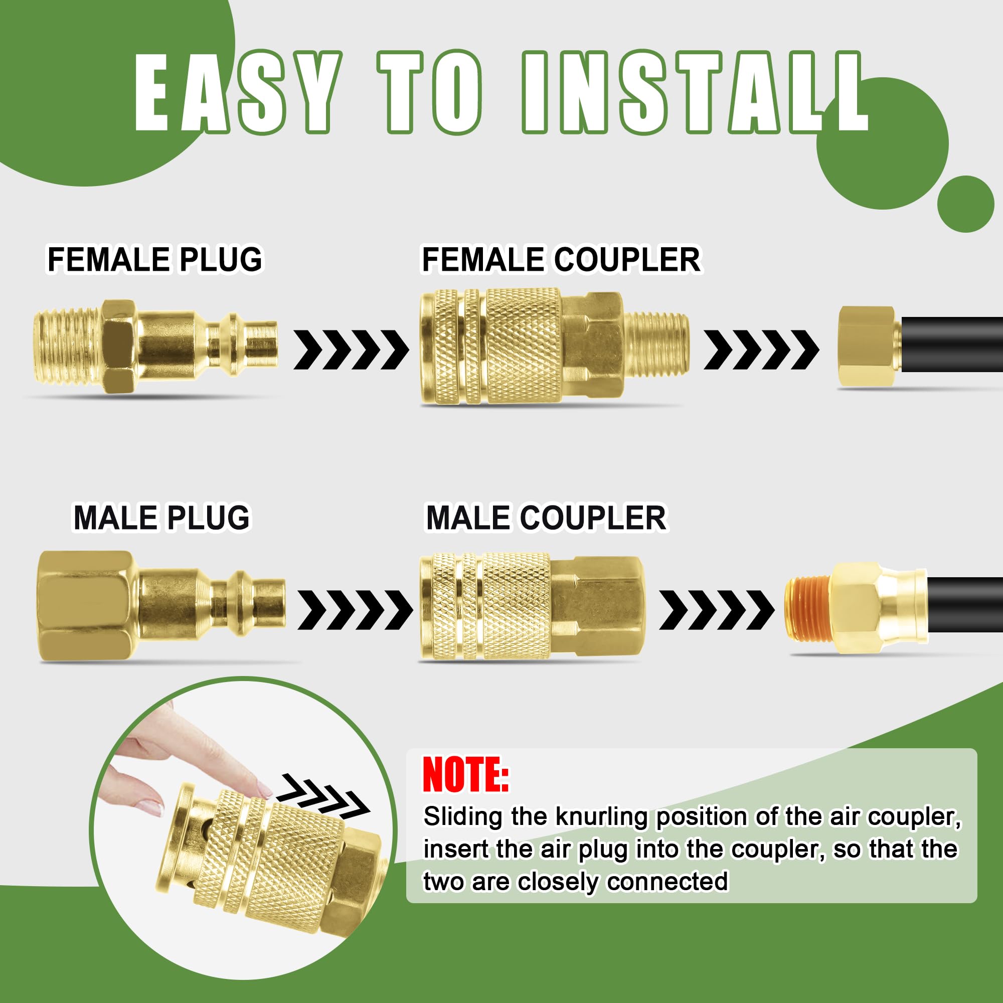 Ailbiuko Air Coupler & Plug Kit,45 Pcs 1/4" NPT Air Tool Fittings Set,Quick Connect Air Hose Fittings Air Compressor Accessories