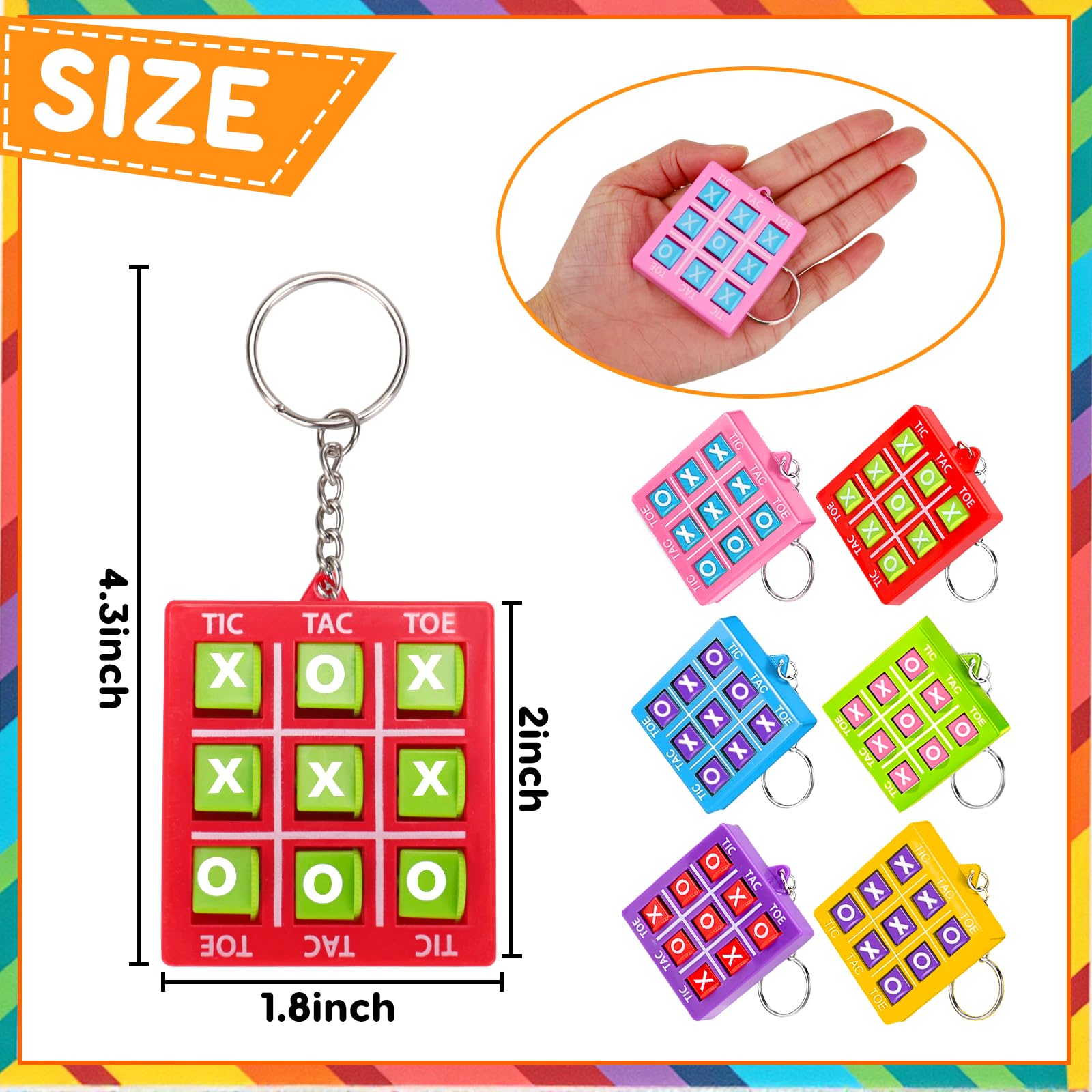 24PCS Tic Tac Toe Game Birthday Party Favors Halloween Goodie Bags Stuffers for Kids 3-5 4-8 8-12 Classroom Treasure Chest Carnival Prize Box Toys Bulk Keychain Pinata Filler Return Gifts for Girl Boy