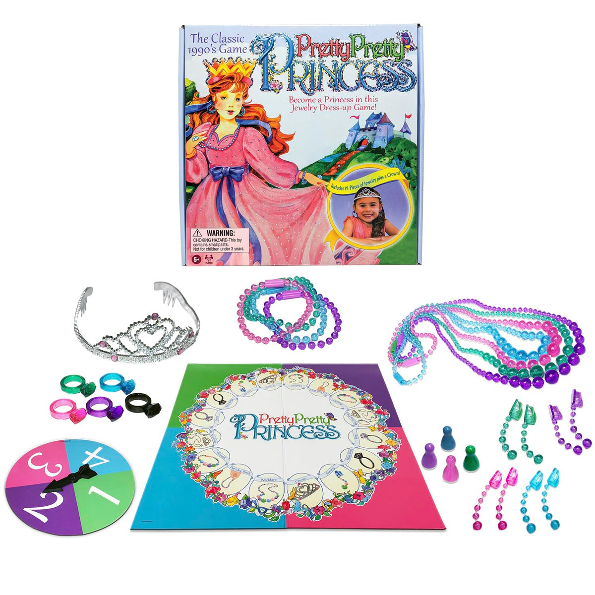 Pretty, Pretty, Princess mit Artwork aus den 90er Jahren von Winning Moves Games USA, ein entzückendes Schmuck-Anziehspiel für 2-4 Spieler, ab 5 Jahren (1222)