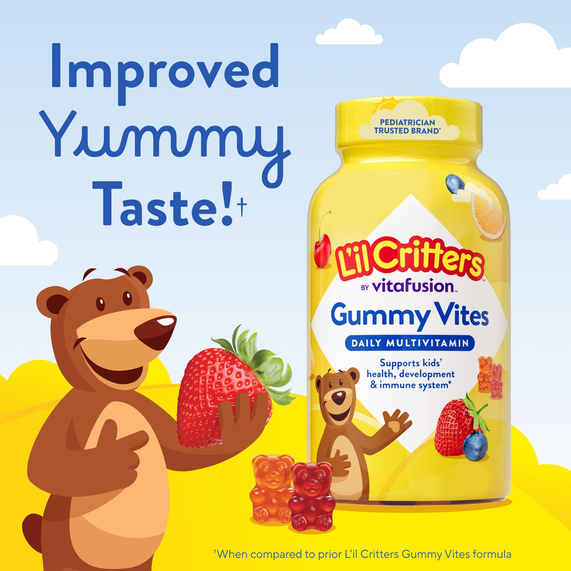 L'il Critters Gummy Vites Daily Kids Multivitamins Assorted Fruit Flavors for Ages 2+ Toddlers & Kids, Gummy Vitamin with Vitamin C and D, 95-190 Day Supply, 190 Gummies