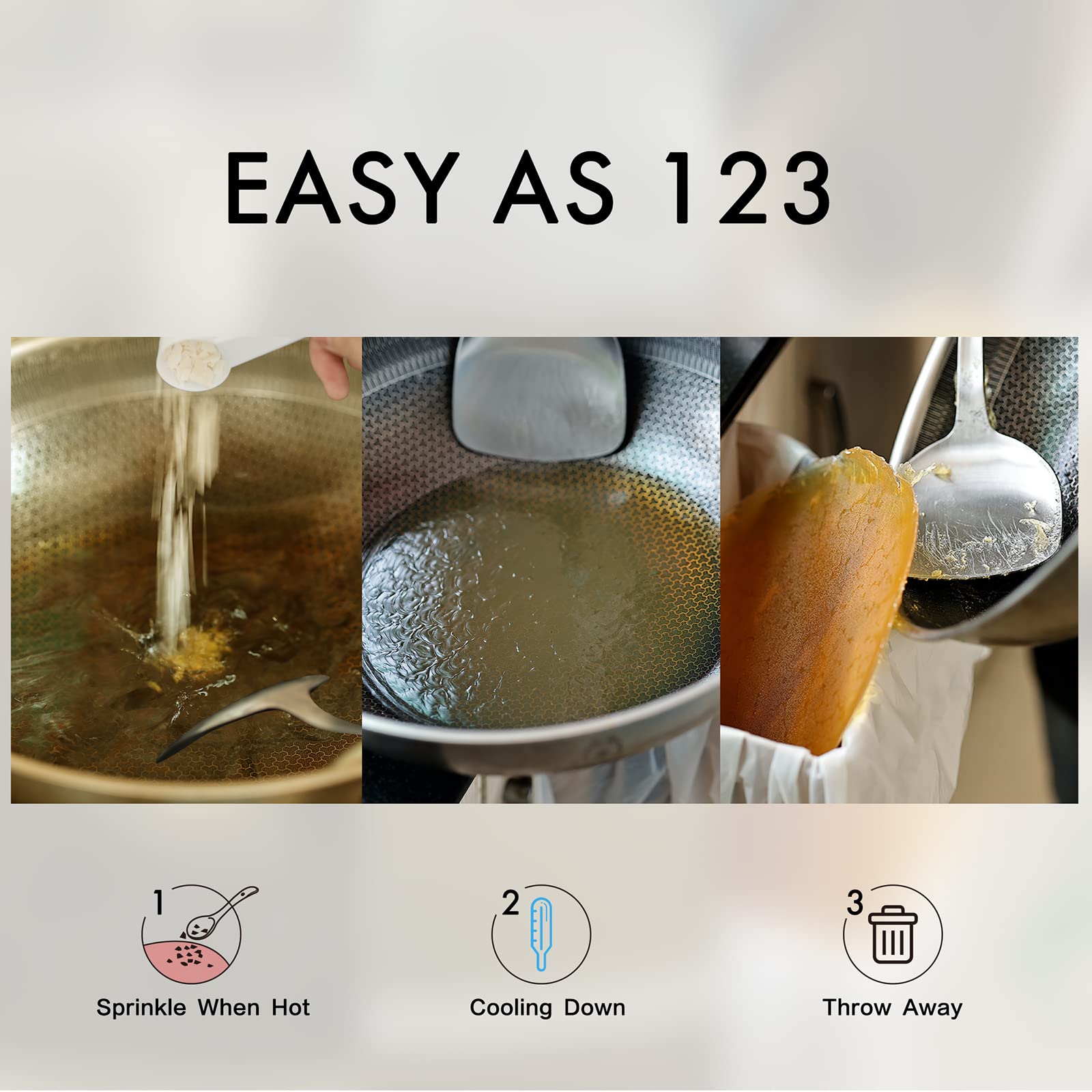LaSyL Natural Cooking Oil Solidifier Powder, Harden Up to 2.25 Gallon of Fry Oil Away from Mess, 100% Plant-Based Oil Hardener for Disposal, Value Pack 12 Oz