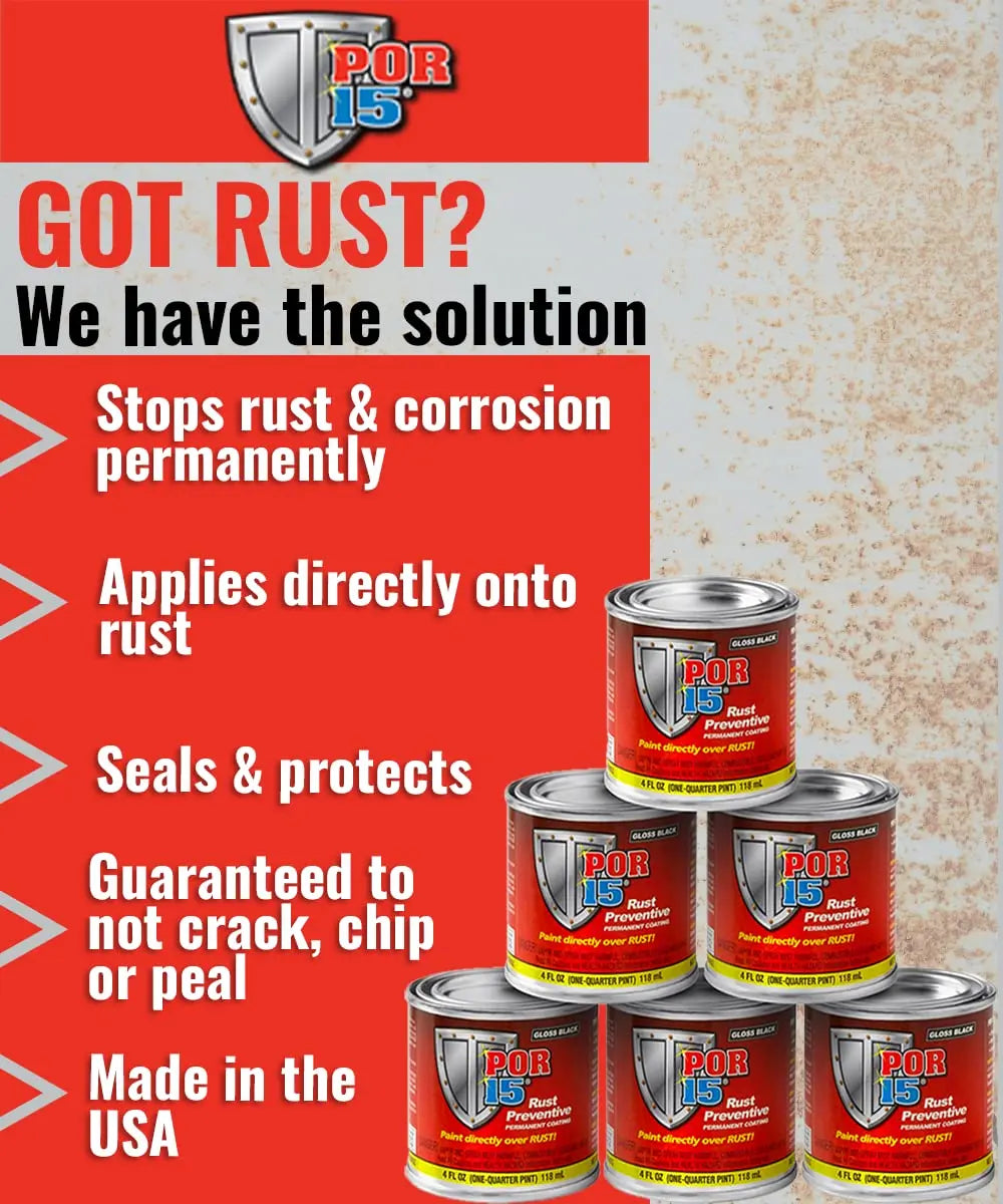 POR-15 Rust Preventive Coating, Stop Rust and Corrosion Permanently, Anti-rust, Non-porous Protective Barrier, 32 Fluid Ounces, Semi-gloss Black