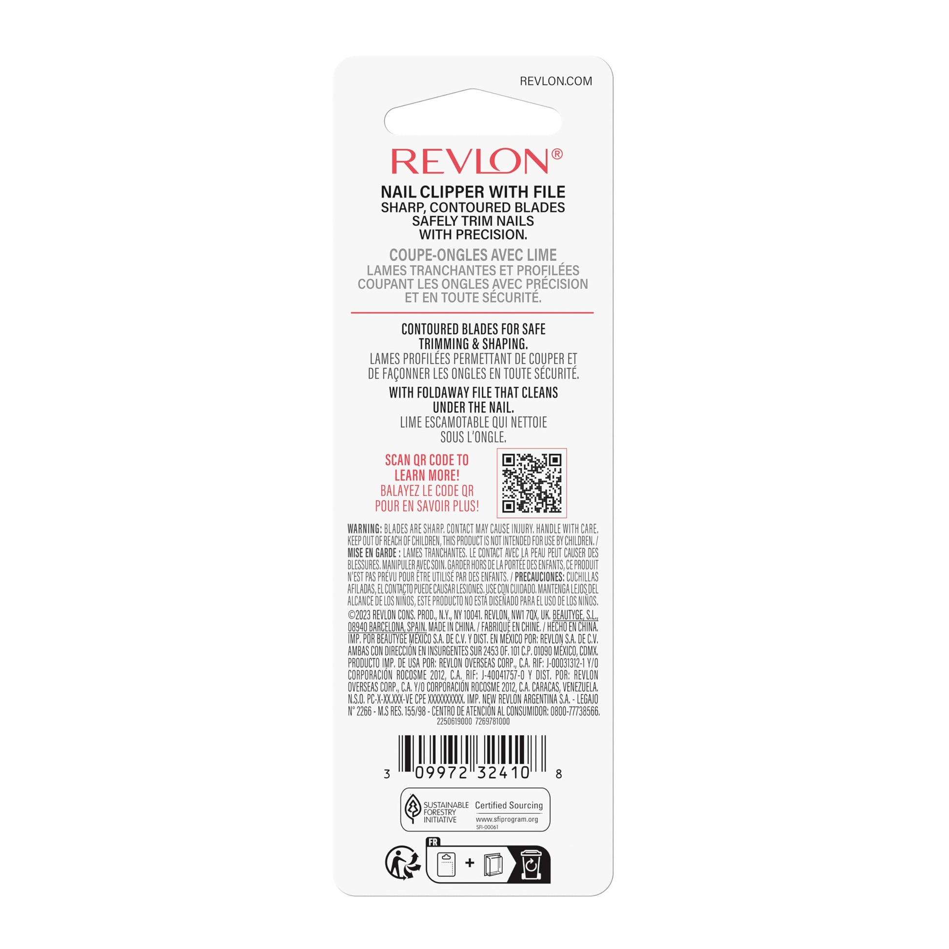 Revlon Nail Clipper With File, Manicure Care Tool With a Curved Blade for an Accurate Trimming and Grooming, Easy to Use (Pack of 1)