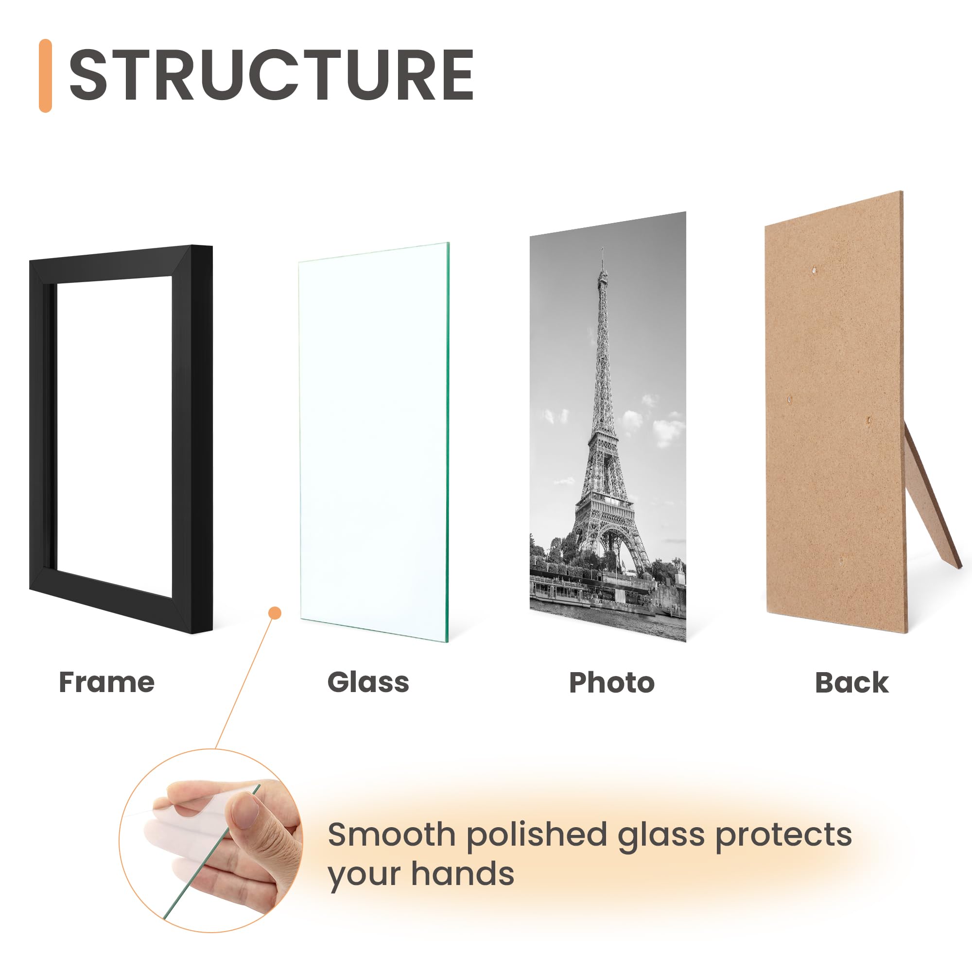 upsimples Certificate Frame with High Definition Glass, 8.5 by 11 Picture Diploma Document Frames for Wall and Tabletop, Black 5 Pack