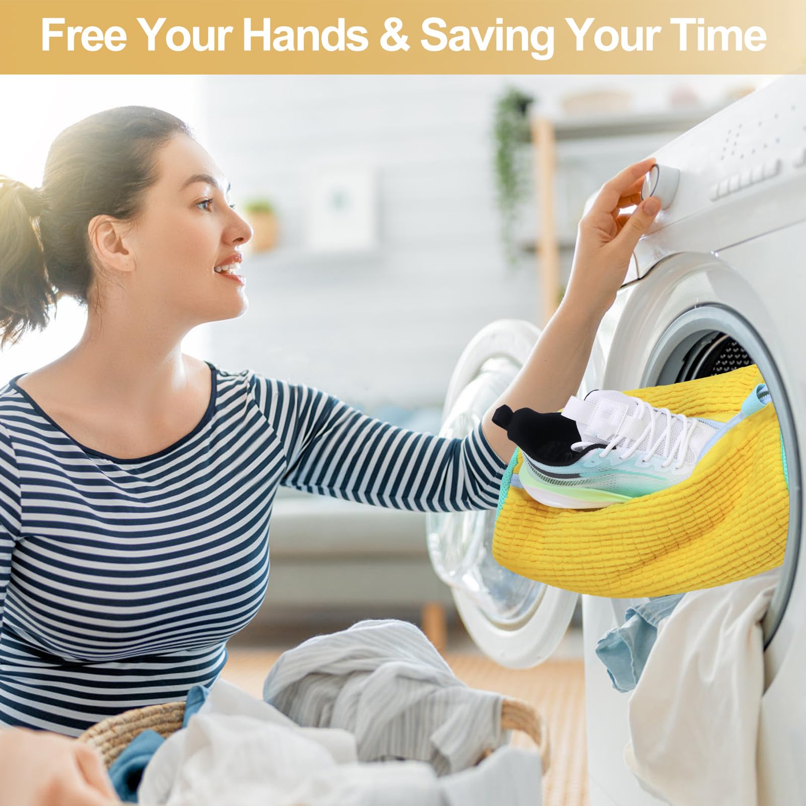 Xan Concept 2Pcs Shoe Washing Machine Bag,Cleaning Bag for All Shoe Types,Laundry Shoe Bag for Washer and Dryer (Yellow)