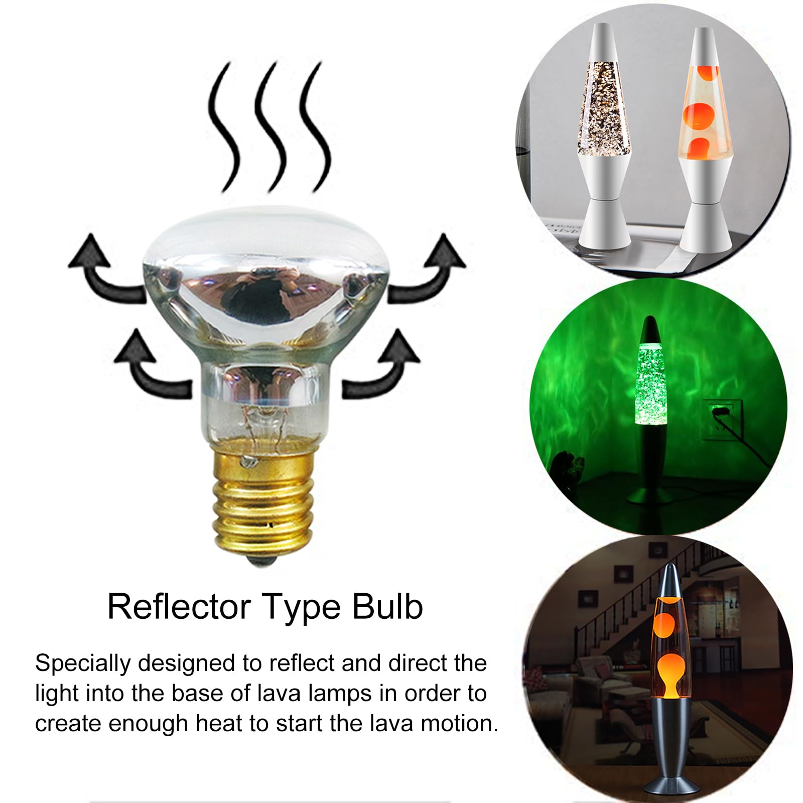 Lava Lamp Bulb 4 Pack 30W E17 R39 Reflector Type Bulb for Lava Lamp,Original Replacement Bulbs for Lava Lamps and Glitter Lamps,2700K Warm White,Long Life