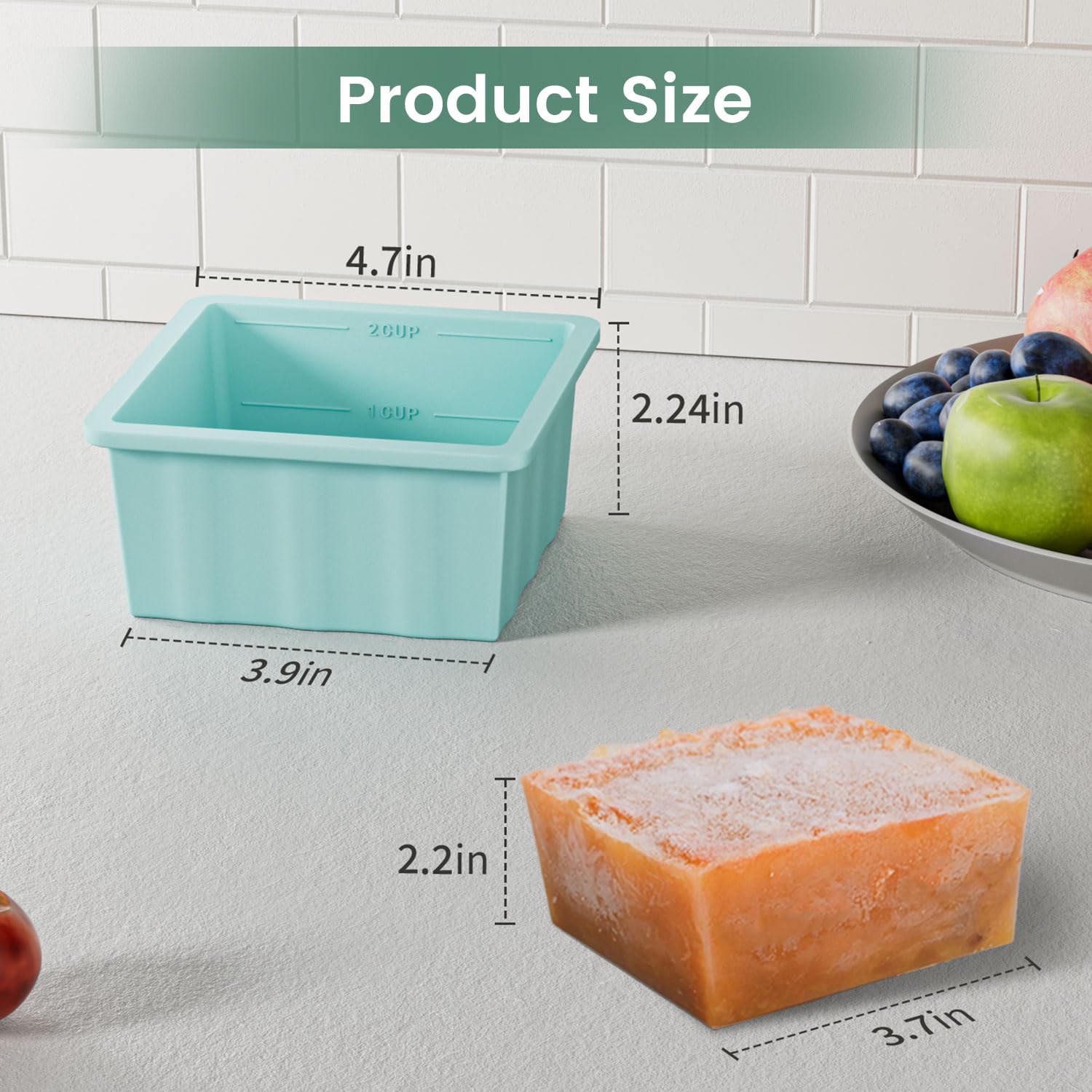 Silicone Freezer Tray for Soup Ice Cubes: 2-Cup Freezing Tray with Lid for Meal Prep - 4Pack Silicon Soup Portion Freeze Tray Make Stock Souped Ice Cube