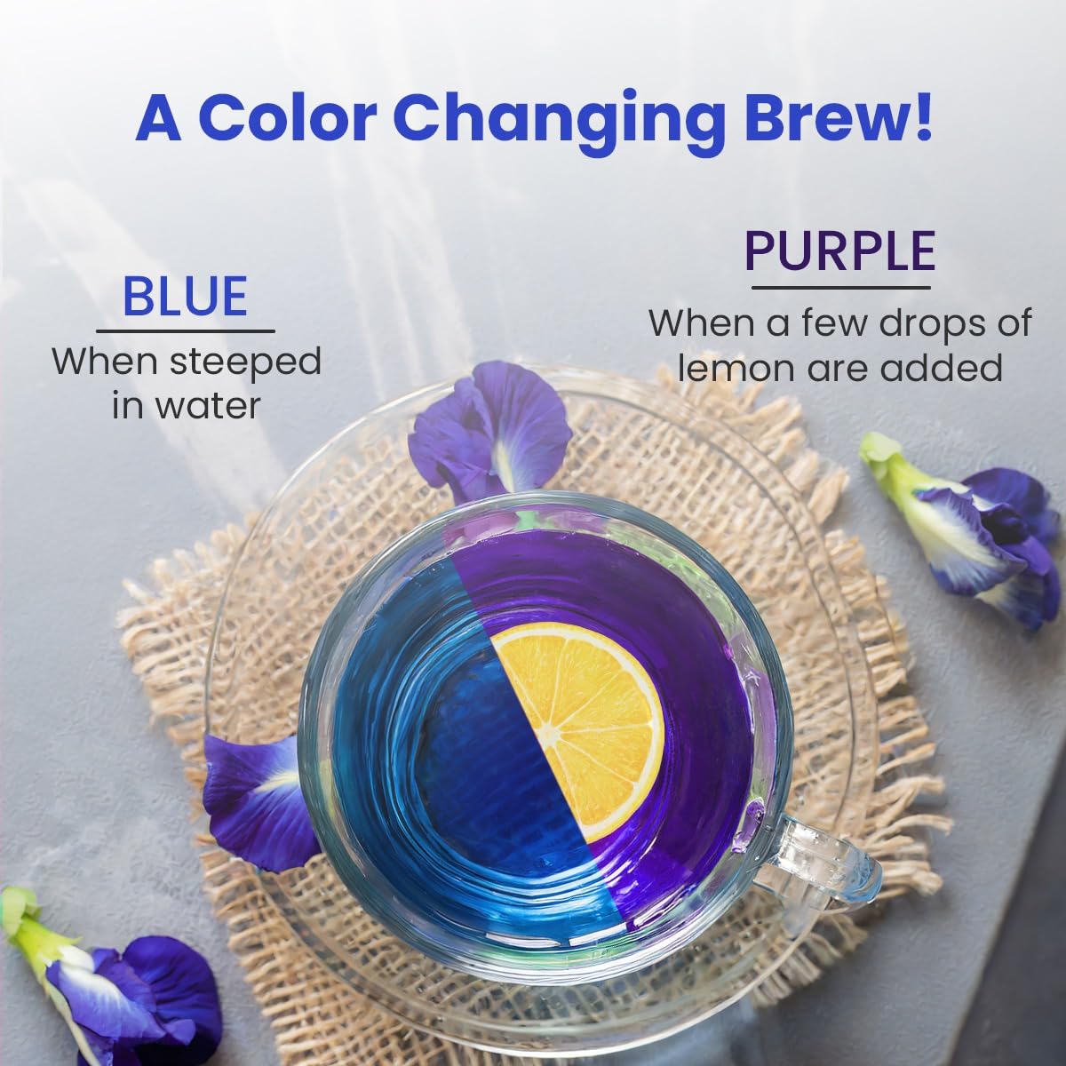 BLUE TEA - Butterfly Pea Flower Tea - 2.11 Oz (150+ Cups) | Antioxidant Rich | Chemical Free - Herbal Tea - Caffeine free - Non Bitter - No Preservatives - Non-GMO | Zipper Pack