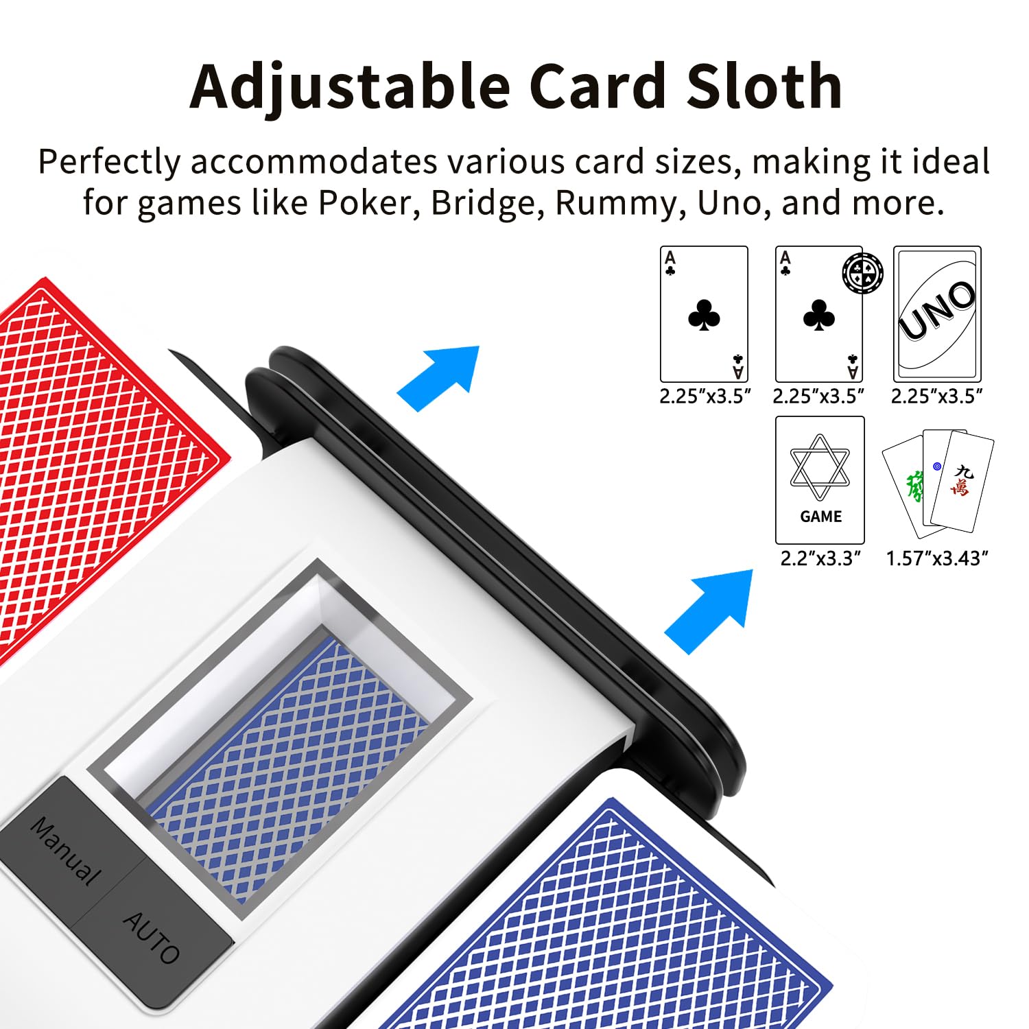 BIFTU Automatic Card Shuffler with Dual Modes, Rechargeable 1-2 Deck Card Shuffle Machine, Low Noise Operation Card Shuffler for Poker, UNO, Blackjack, Skip-Bo, Phase 10