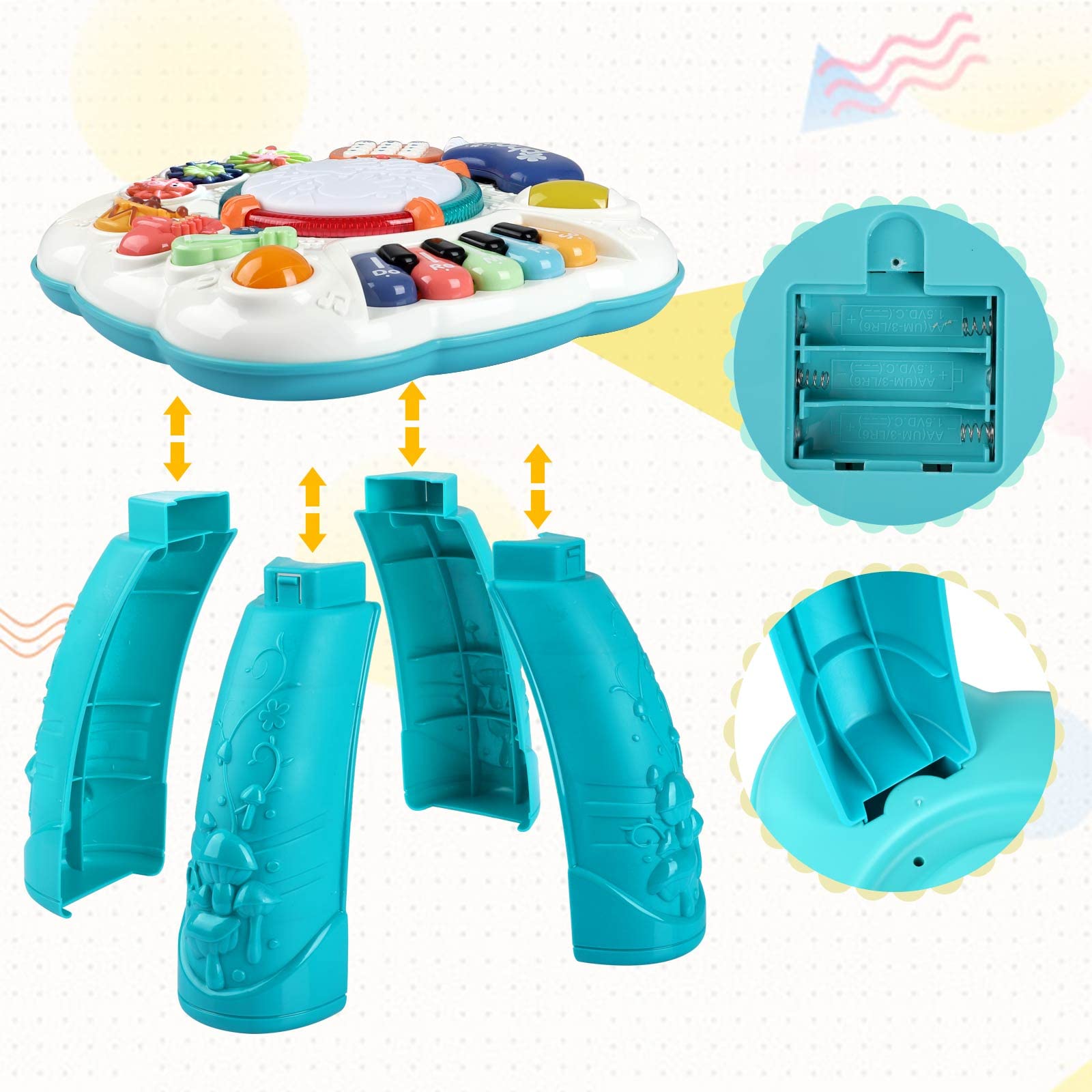 BACCOW Baby & Toddler Toys, Baby Activity Center 6 to 12-18 Month Old, Learning Musical Table Toys for 1 2 3 Year Old Boys Girls Gifts