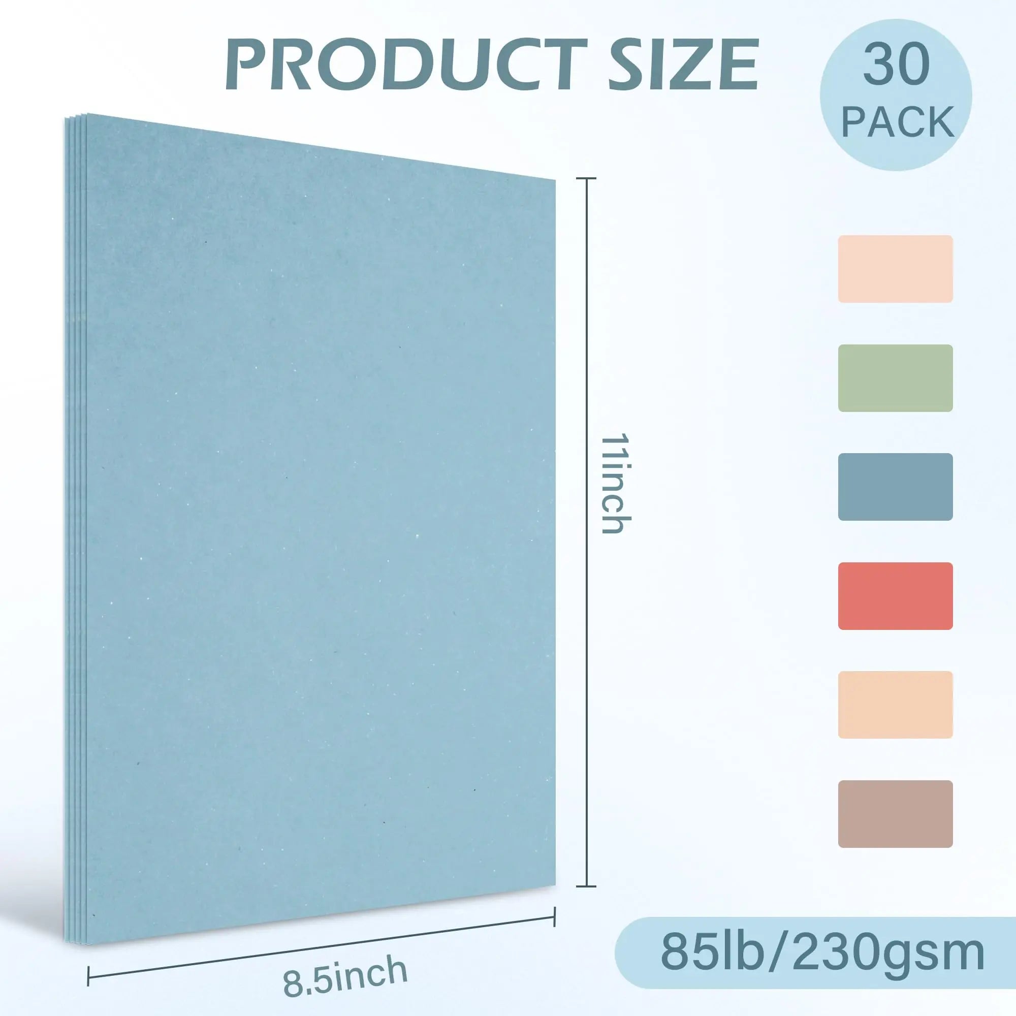 8.5x11 Colored Cardstock 30 Sheets, 230gsm/85lb Assorted Colors Heavy Craft Paper for Inkjet Printing, Card Making, Construction Paper, Scrapbooking, DIY Crafts, Double-Sided Heavyweight