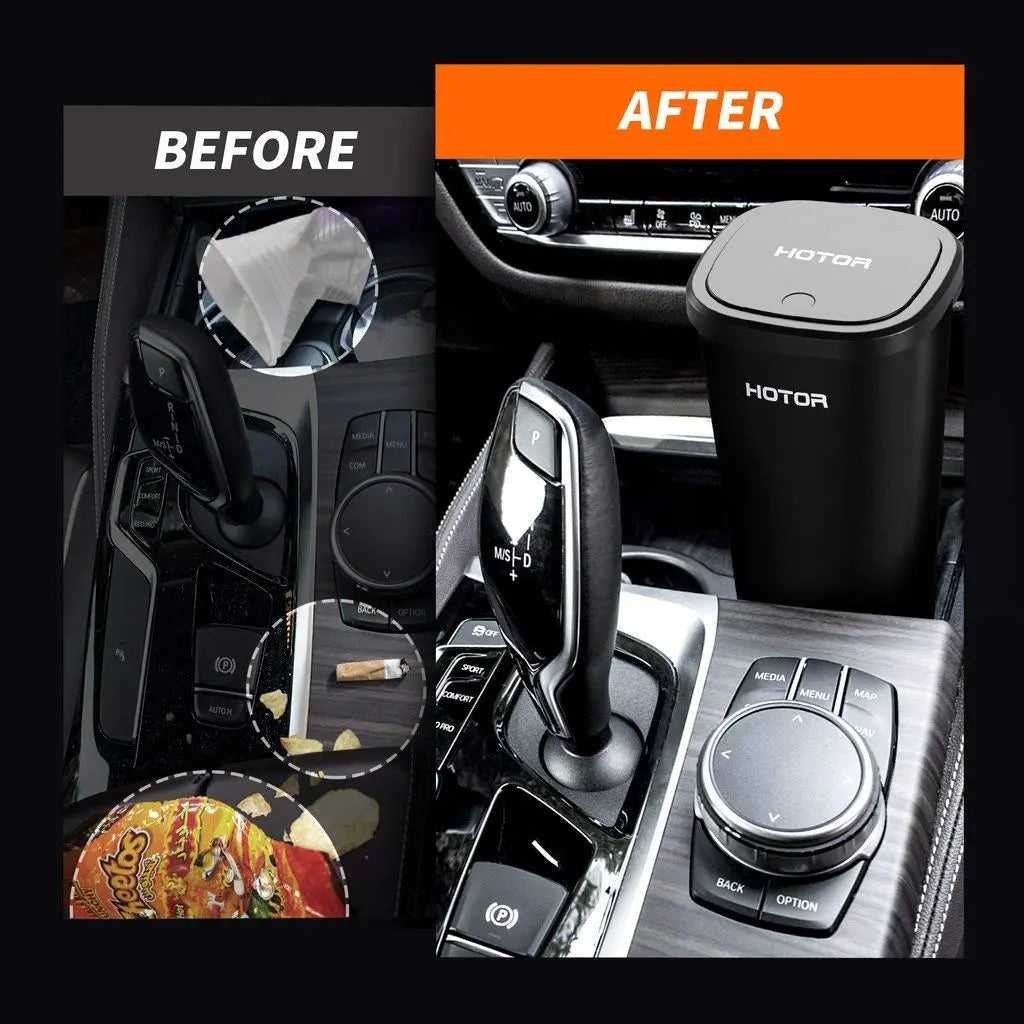 HOTOR Car Trash Can, Trash Cup with 30 Additional Trash Bags for Exclusive Using, Multipurpose for Office & Home to Meet Various Needs - 2 Packs, Black