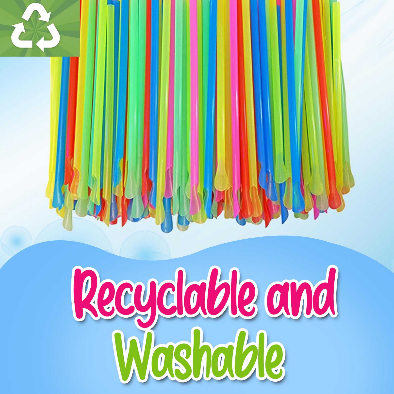 Concession Essentials 100 Count 6oz Snow Cone Cups with 100 8" Neon Spoon Straws, Pack of 200ct (100 cups/100 straws)