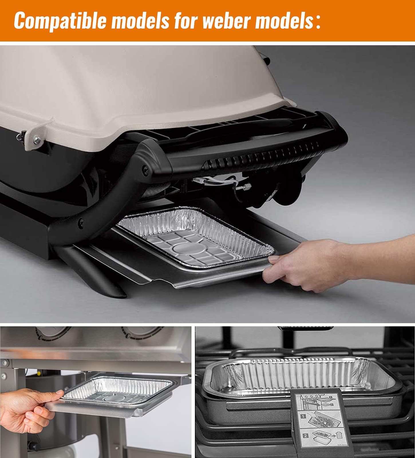 NUPICK 30 Pack Grill Drip Pans Compatible for Weber, 6415 Grill Accessories for Weber Spirit, Genesis, Traveler, Q Series - Grill Grease Pan Liners - Disposable Aluminum Foil Grease Trays - 8.5" X 6"