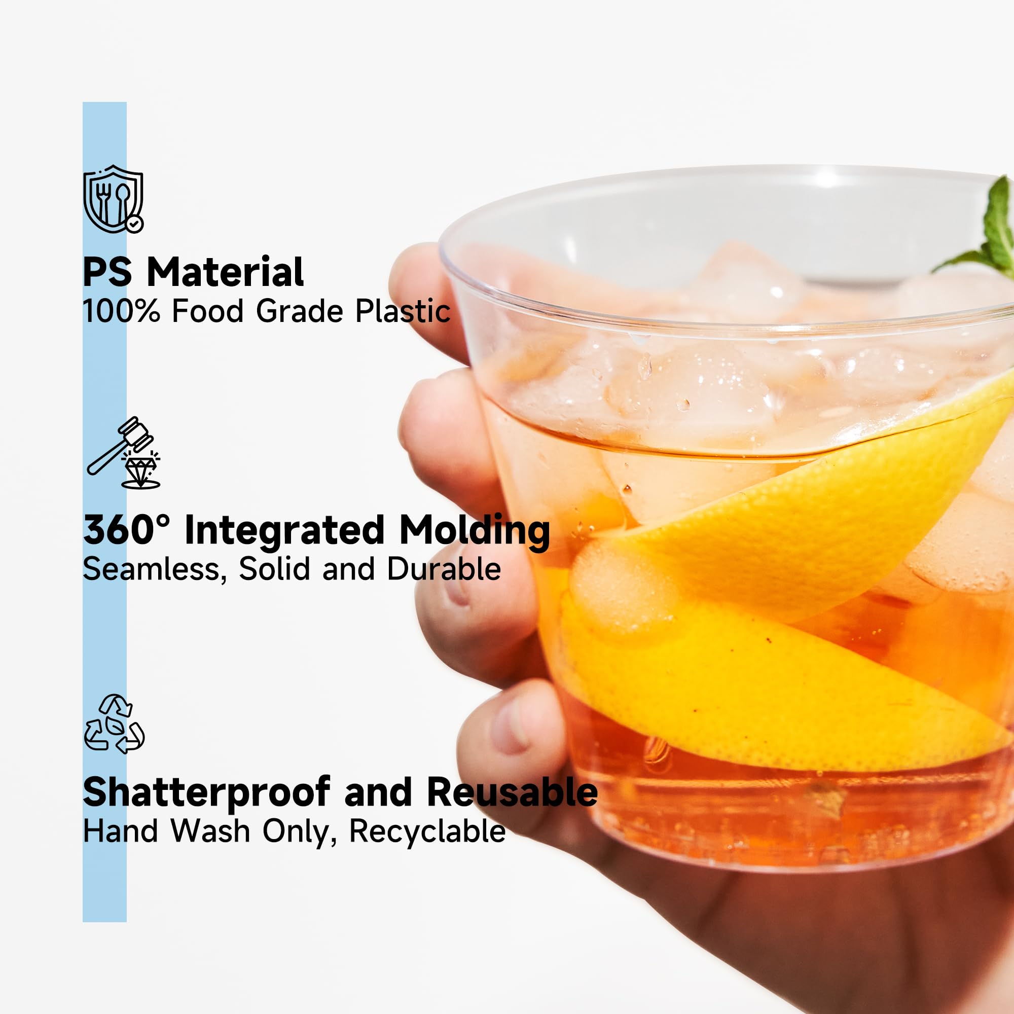 RACETOP 9 oz 100 packs Clear Disposable Plastic Cups, Durable Plastic Cups Tumblers, Perfect for Parties, Wedding and Festival Events