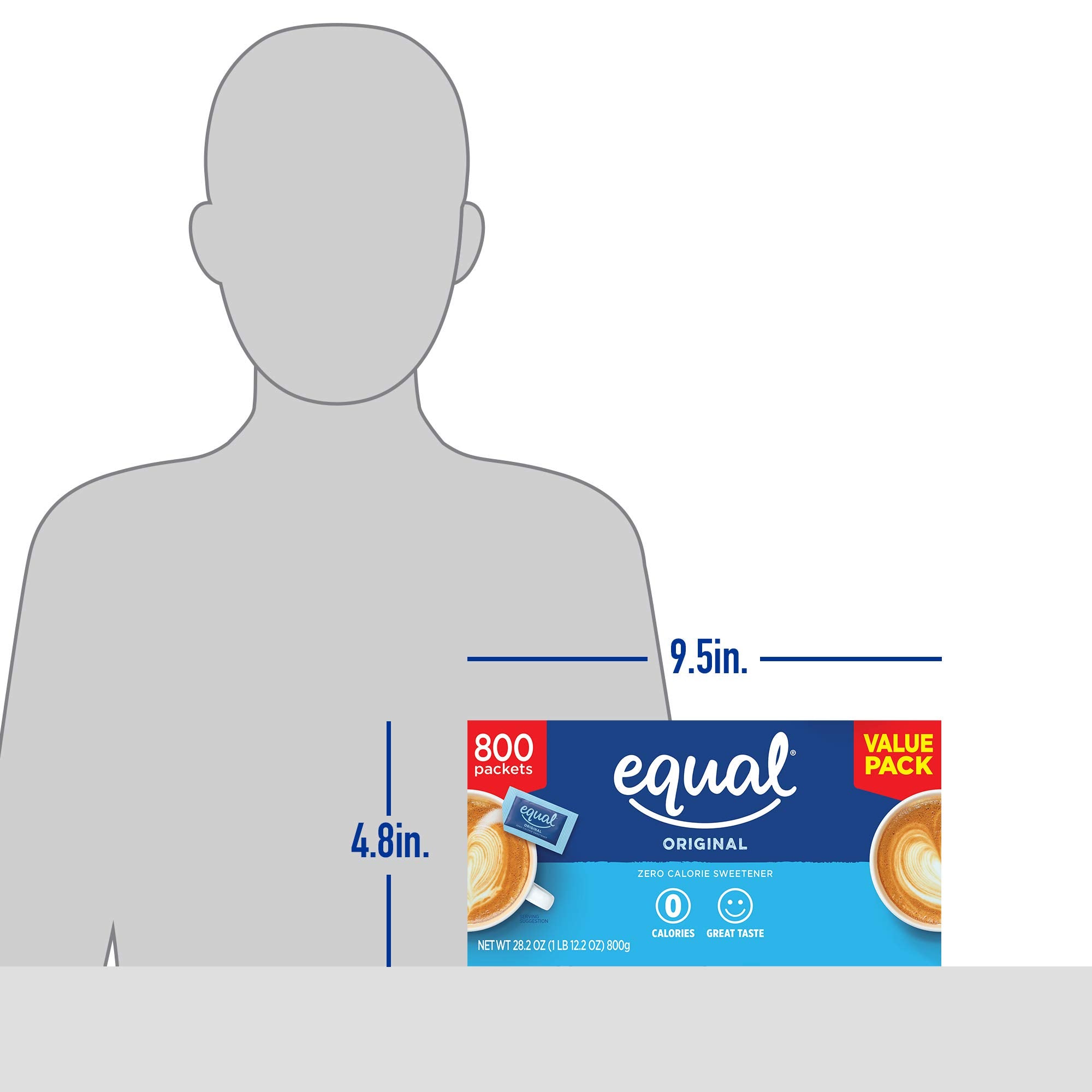 EQUAL 0 Calorie Sweetener, Aspartame and Acesulfame-K Sweetener Packets, Zero Calorie Sugar Alternative, Erythritol Free, 800 Ct (Pack of 1)
