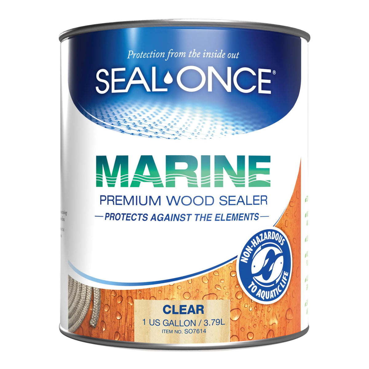 SEAL-ONCE MARINE - جالون واحد من مانع التسرب الخشبي المتغلغل، مقاوم للماء والبقع. تركيبة مائية منخفضة المركبات العضوية المتطايرة للغاية للمناطق عالية الرطوبة لحماية أرصفة الخشب، الأسطح، دعامات الموانئ والجدران الاستنادية.