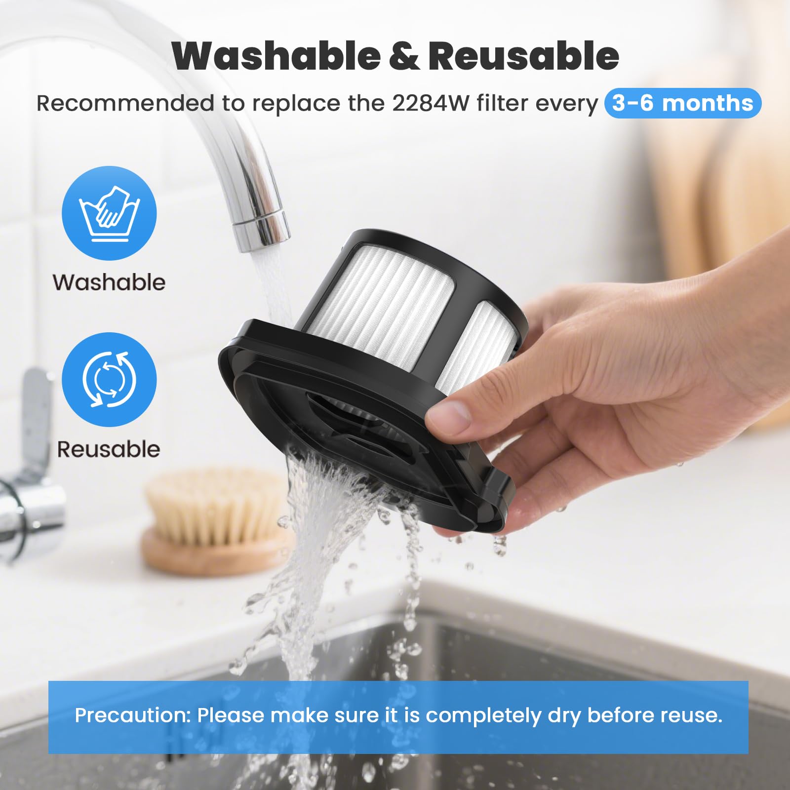 4 Pack 2284w Vacuum Replacement Filter for Bissell Pet Hair Eraser Filter Hand Vacuum 2284W 2390 2389 2390A, Compare to Parts # 1614212 1614203 1614204, 4 Mesh Filters and 4 Foam Filters