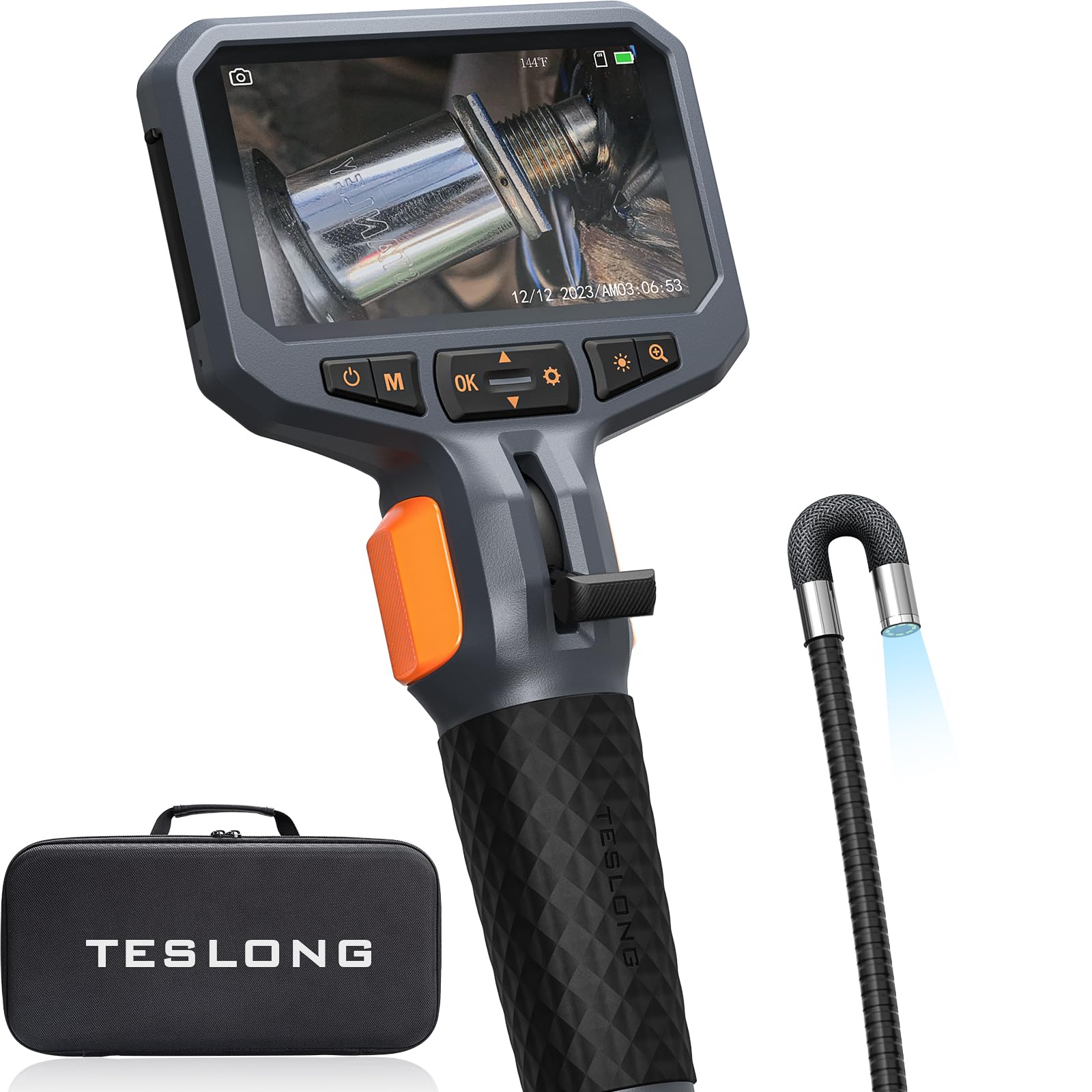 Teslong Zwei-Wege-Artikulations-Endoskop mit Licht, industrielles Endoskop-Inspektionskamera mit schwenkbarer Sonde, flexible mechanische Glasfaser-Schlangenkamera zur Wand- und Kfz-Motorinspektion – 1,5m